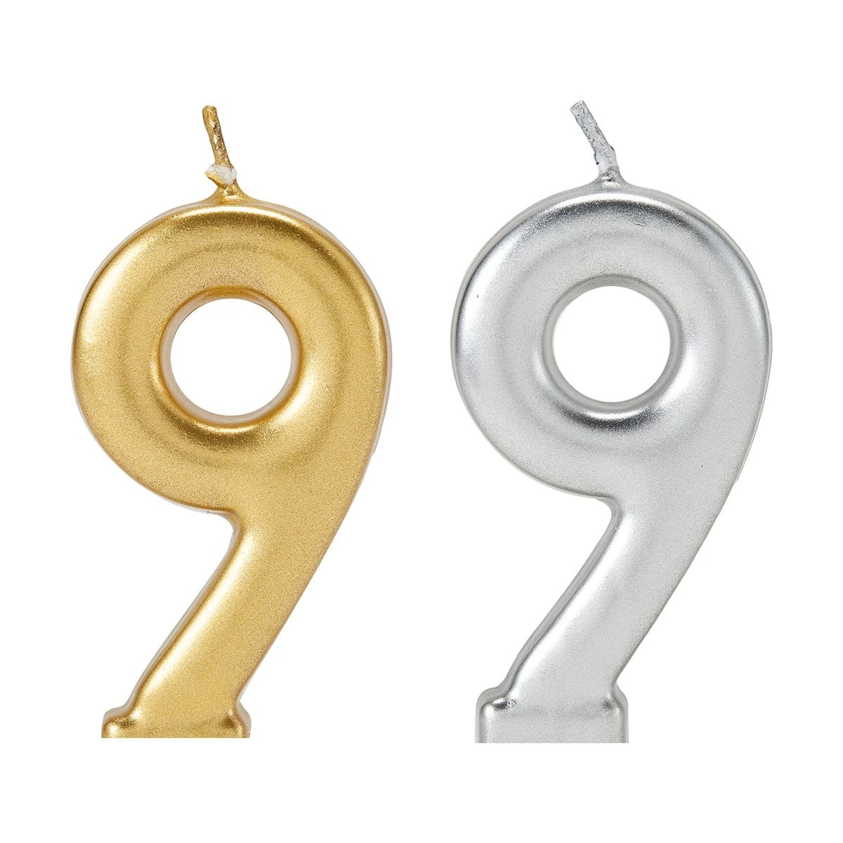 5 Metallic Candle Number 9 - Assorted, 5 of 6