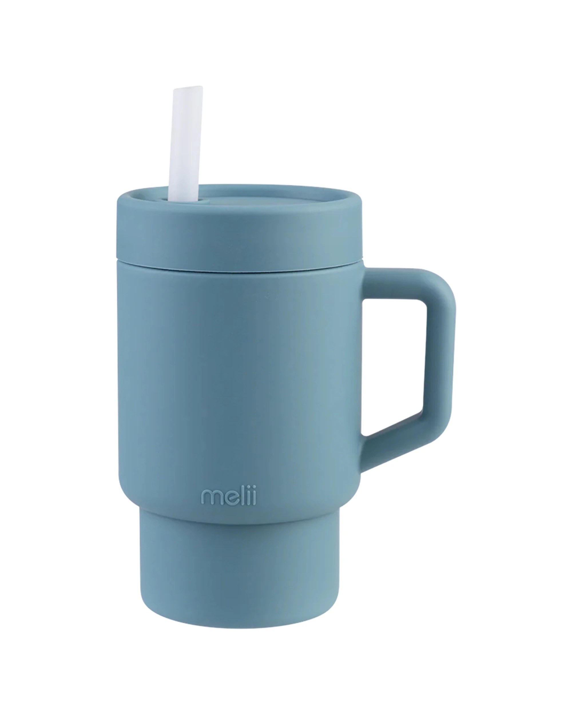 1 Melii Luxe Silicone Drinking Tumbler Sturdy Carry Handle With Straw 290ml - Blue, 1 of 1