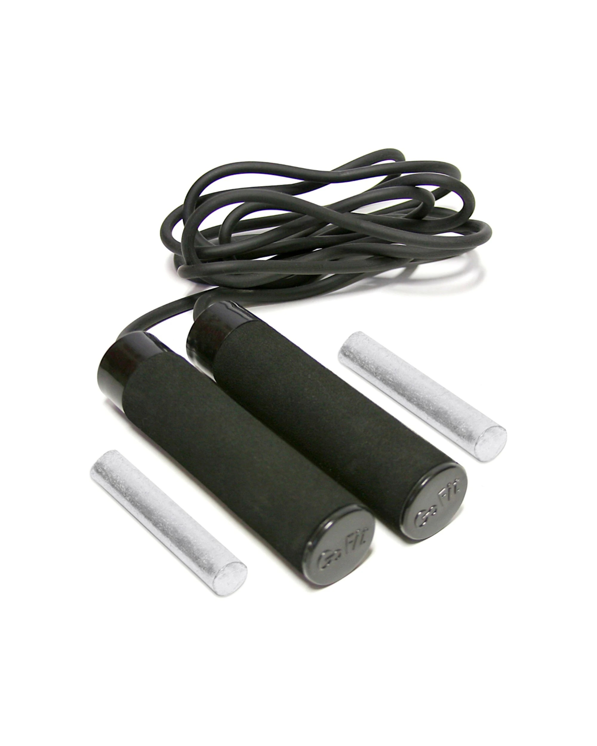 1 GoFit 0.5 lb Adjustable Weighted Speed PVC Rope 9 Foot Removable Weights - Black, 1 of 3