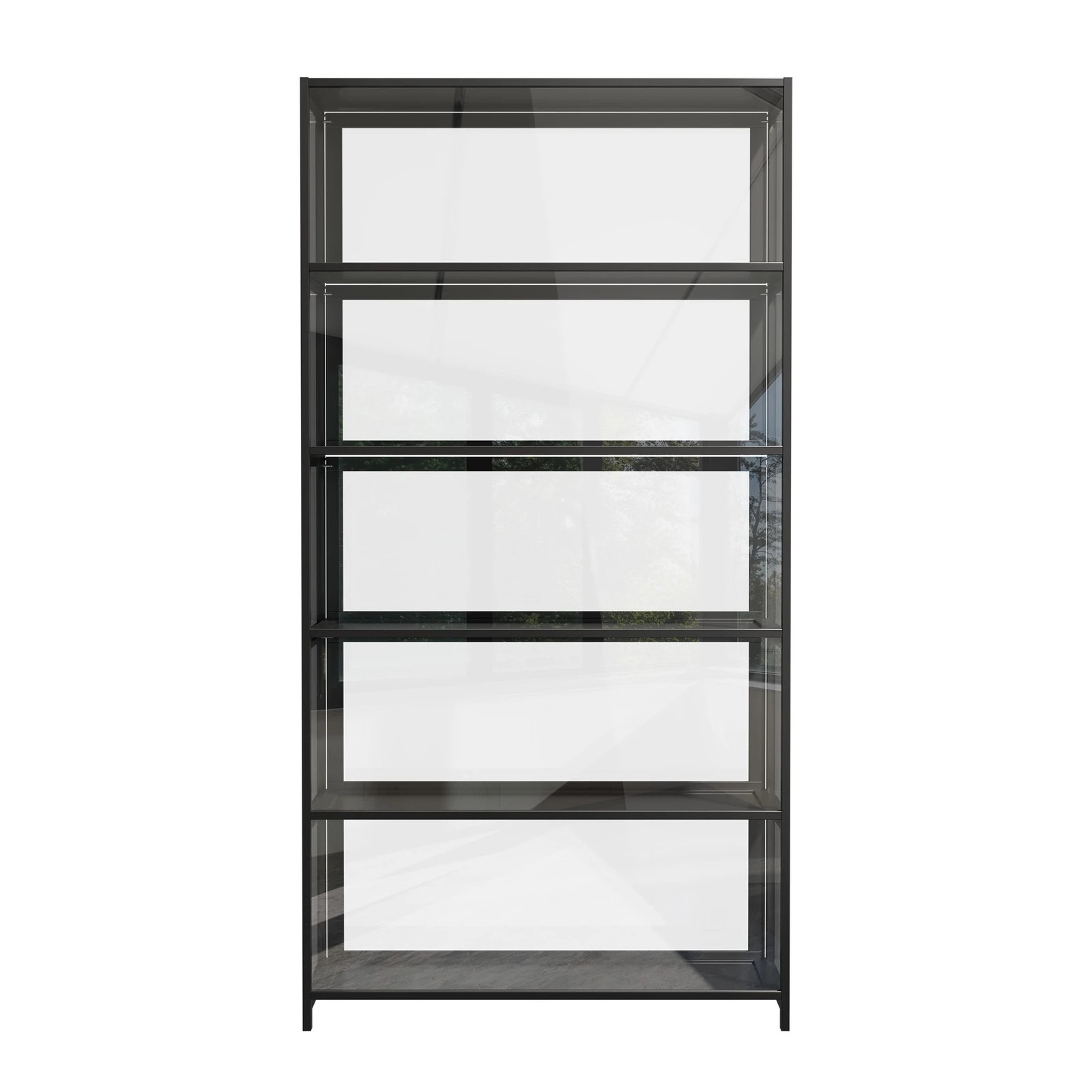 8 Oikiture Display Cabinet Storage 5-Tier Shelves Tall Clear Bookcase Rack - Black, 8 of 8
