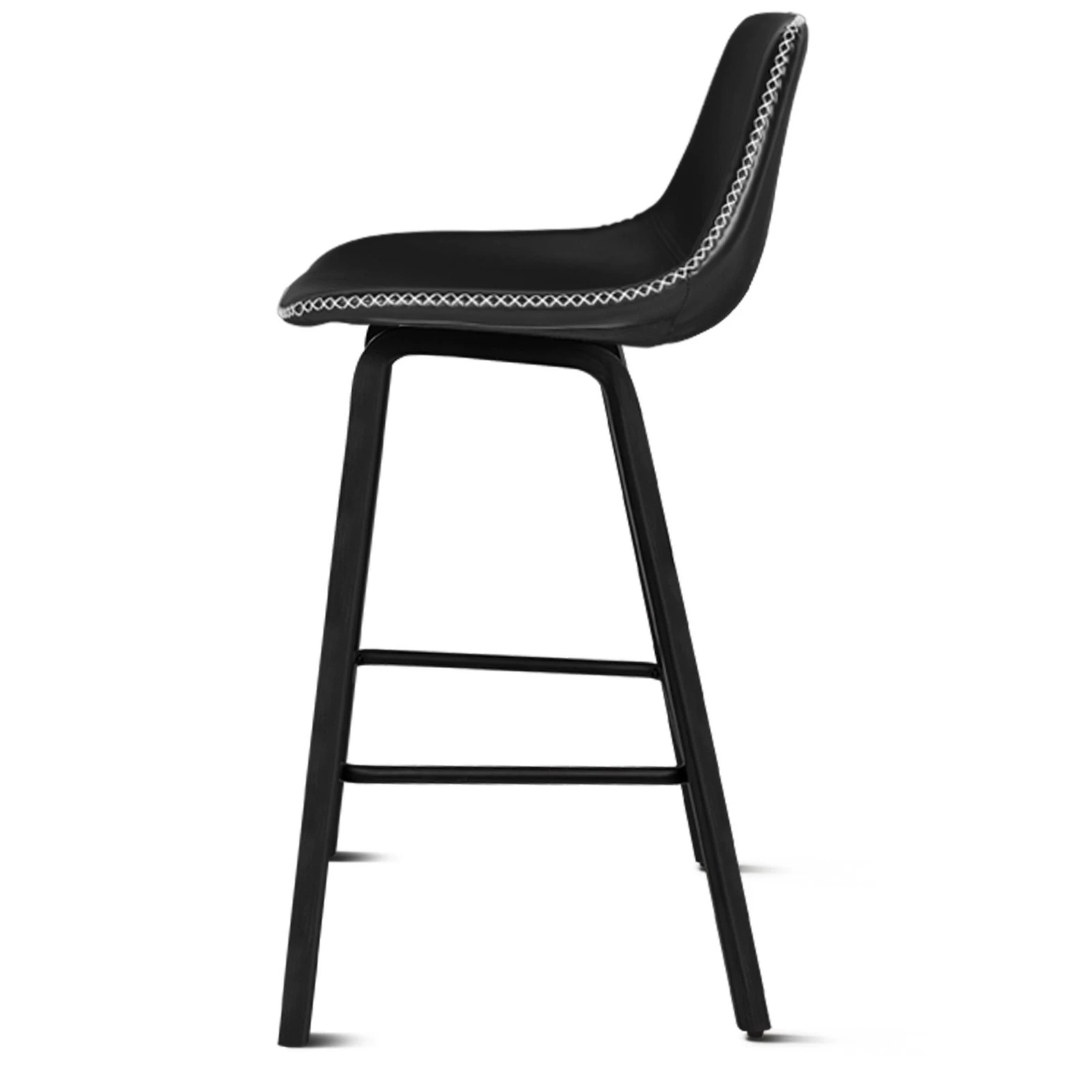 5 Alfordson 2x Wooden Bar Stools Noah Kitchen Dining Chair Vintage Retro - Black, 5 of 10