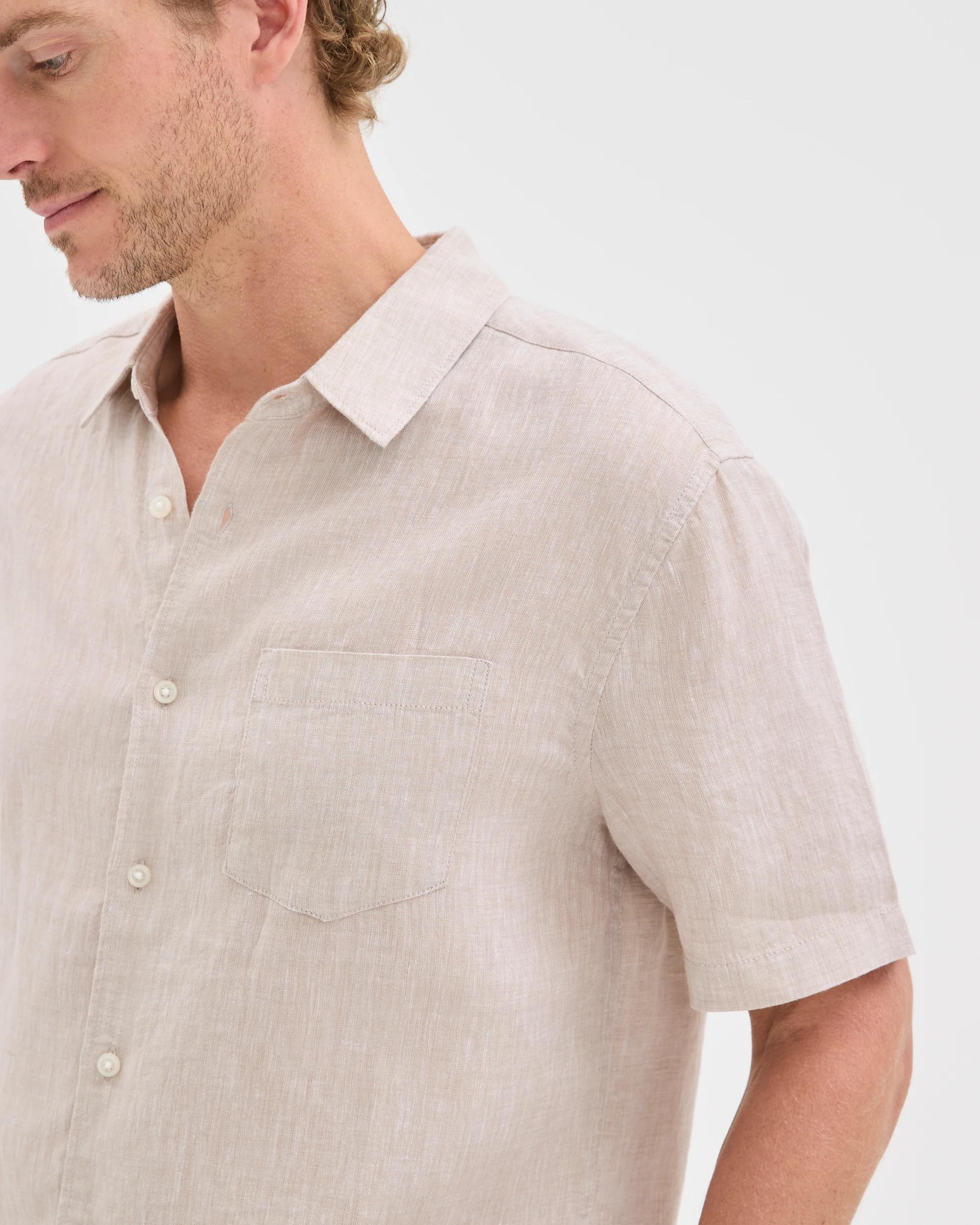 5 Target Man European Linen Short Sleeve Shirt STONE, 5 of 7