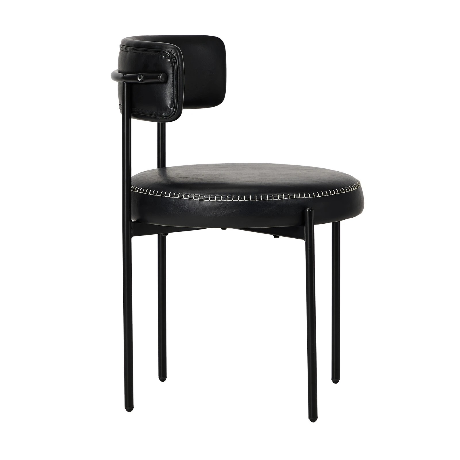 8 Oikiture 2x Dining Chair Round Kitchen Lounge Seats PU Leather - Black, 8 of 9