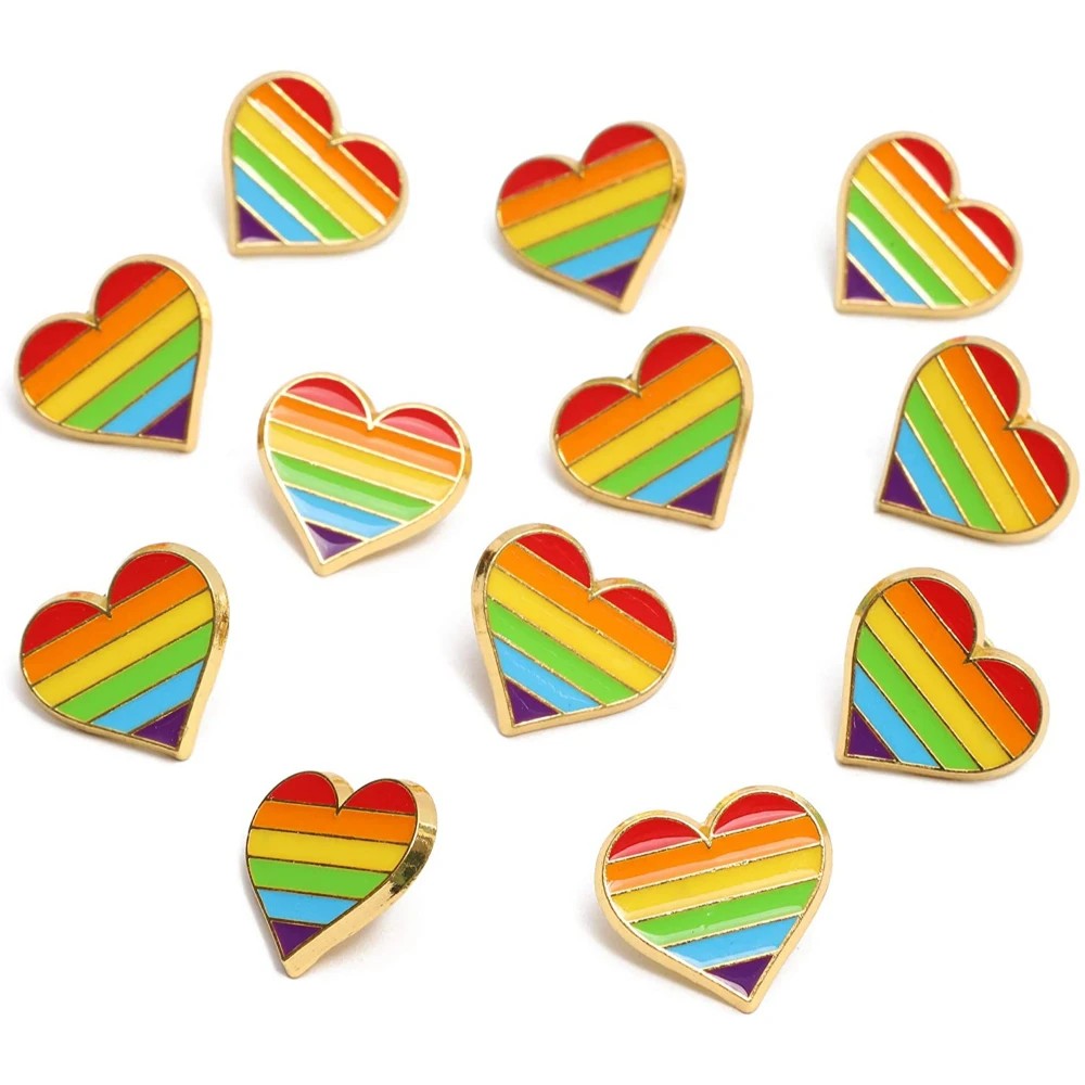 4 Zasel Rainbow Pride Love Gold Loveheart Lgbt Brooch Blazer Shirt Pin - Multi - Multi, 4 of 4