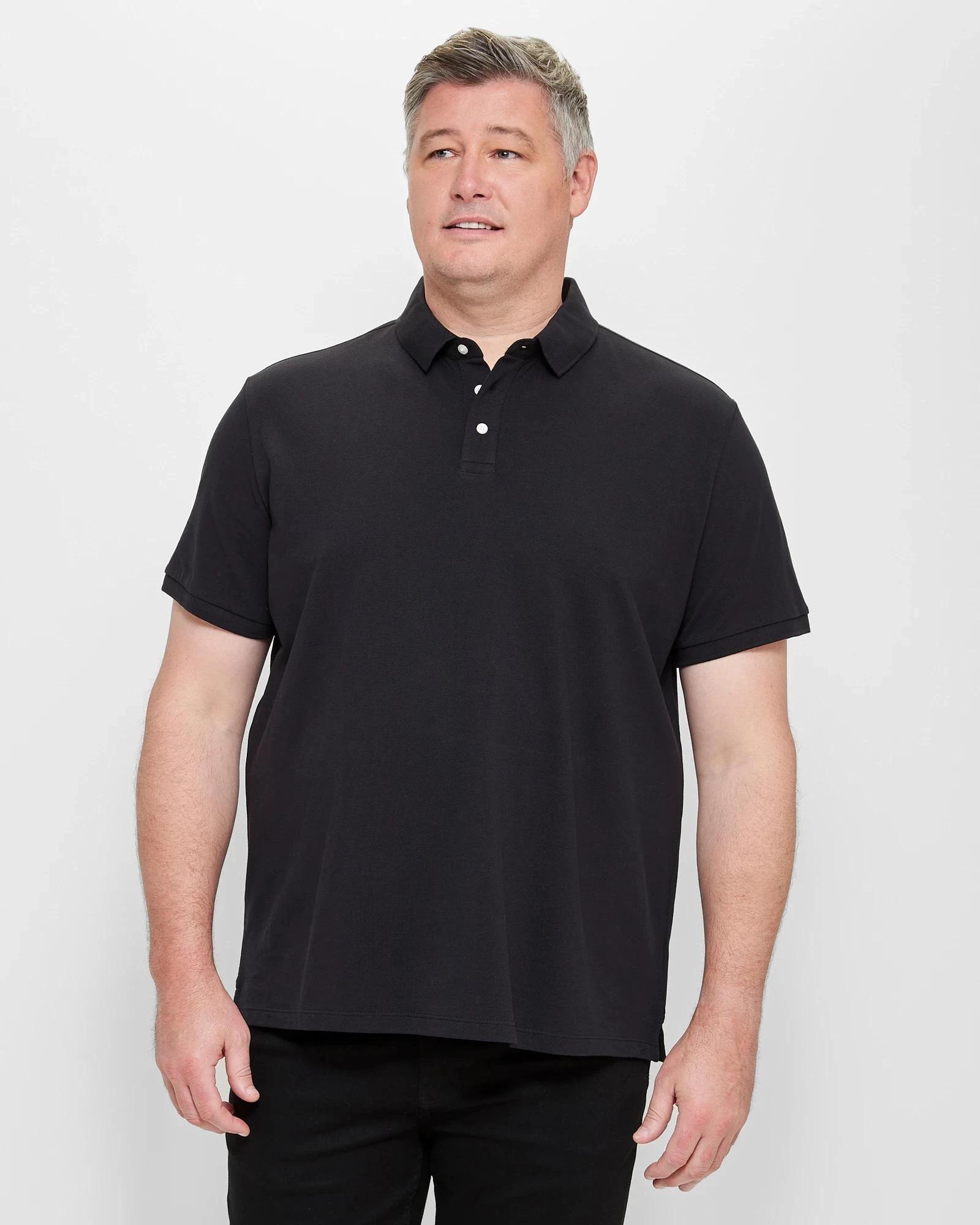 1 Target Man Plus Plus Size Pique Polo Top BLACK, 1 of 5