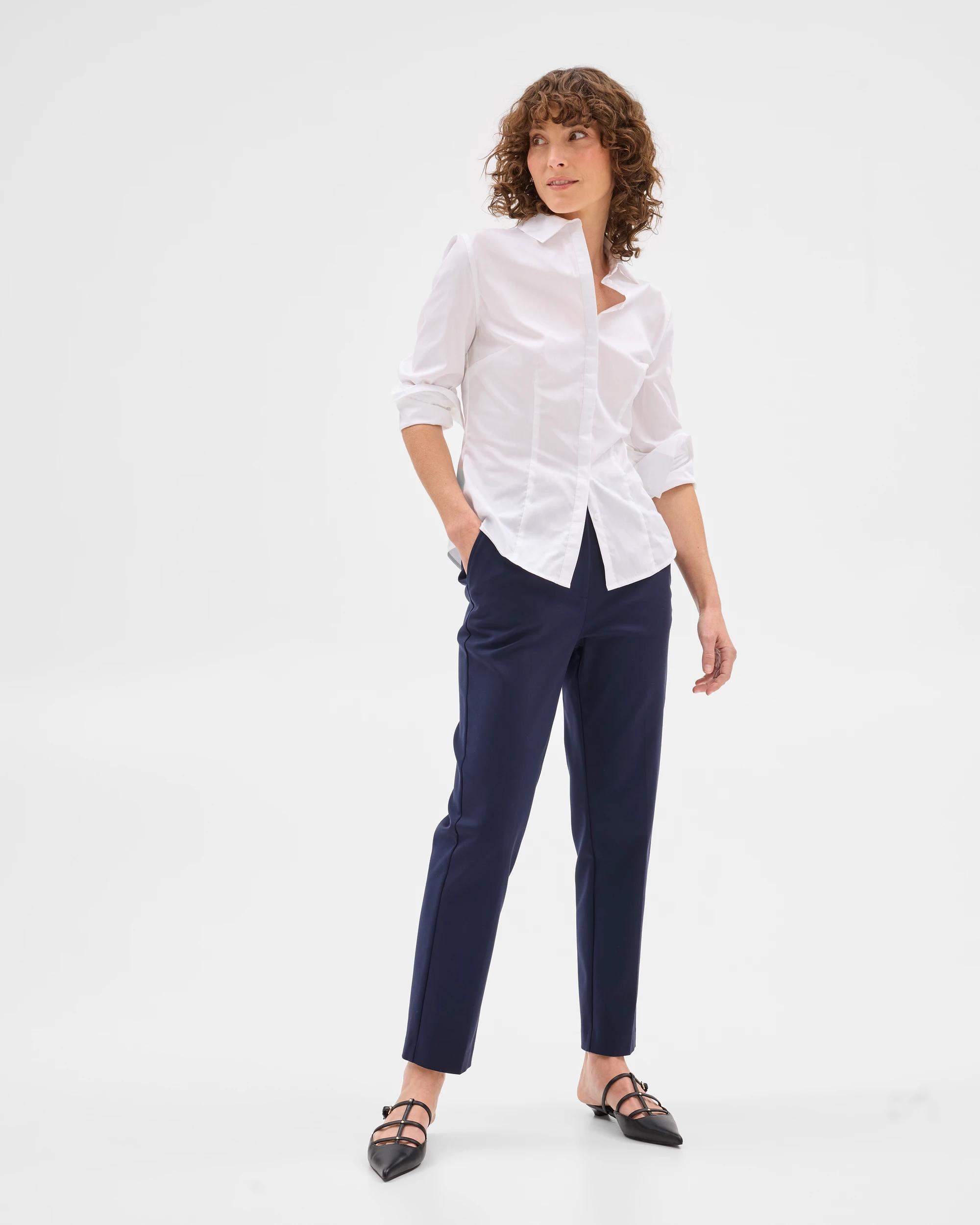 8 Australian Cotton Long Sleeve Fitted Shirt - Preview WHITE, 8 of 10