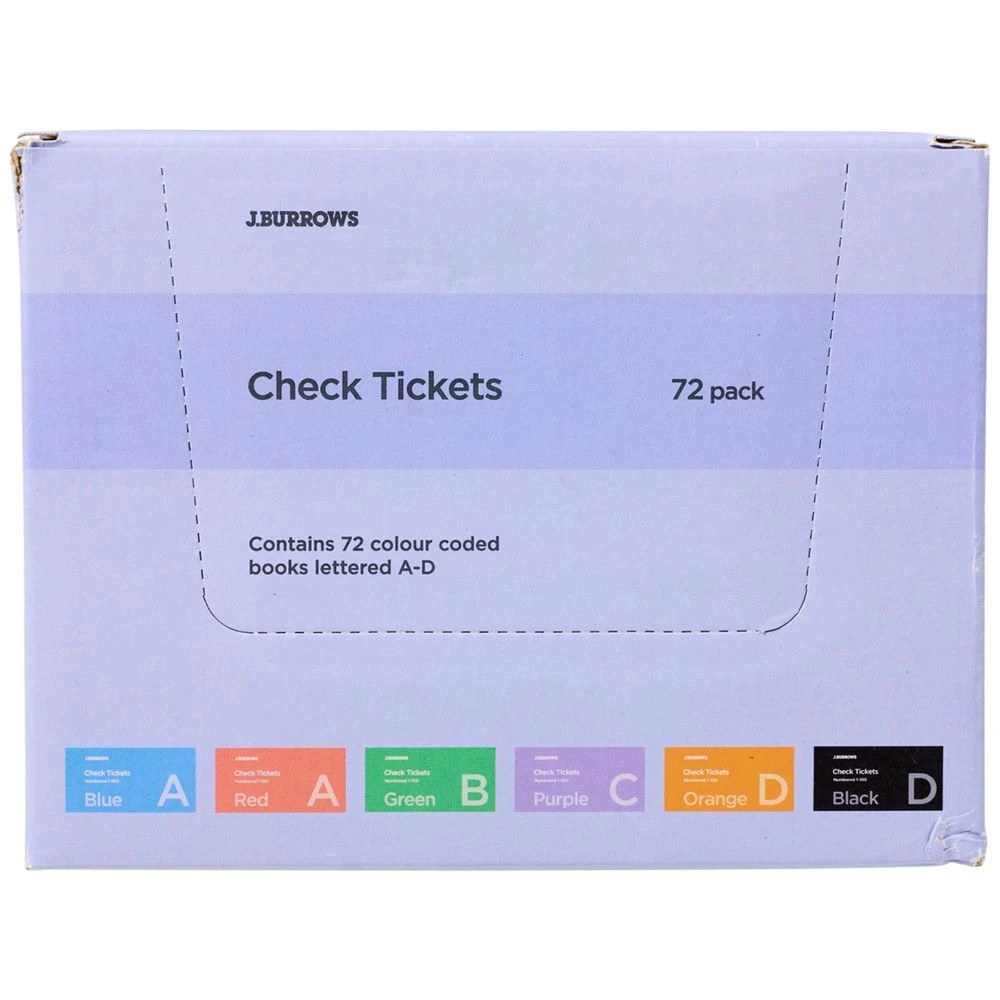 1 J.Burrows 100 Sheet Check Ticket Books 72 Pack, 1 of 4