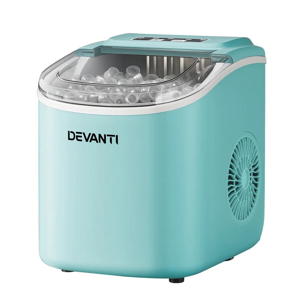 1 Devanti 12kg Ice Maker Machine w/Self Cleaning Green - Green, 1 of 8