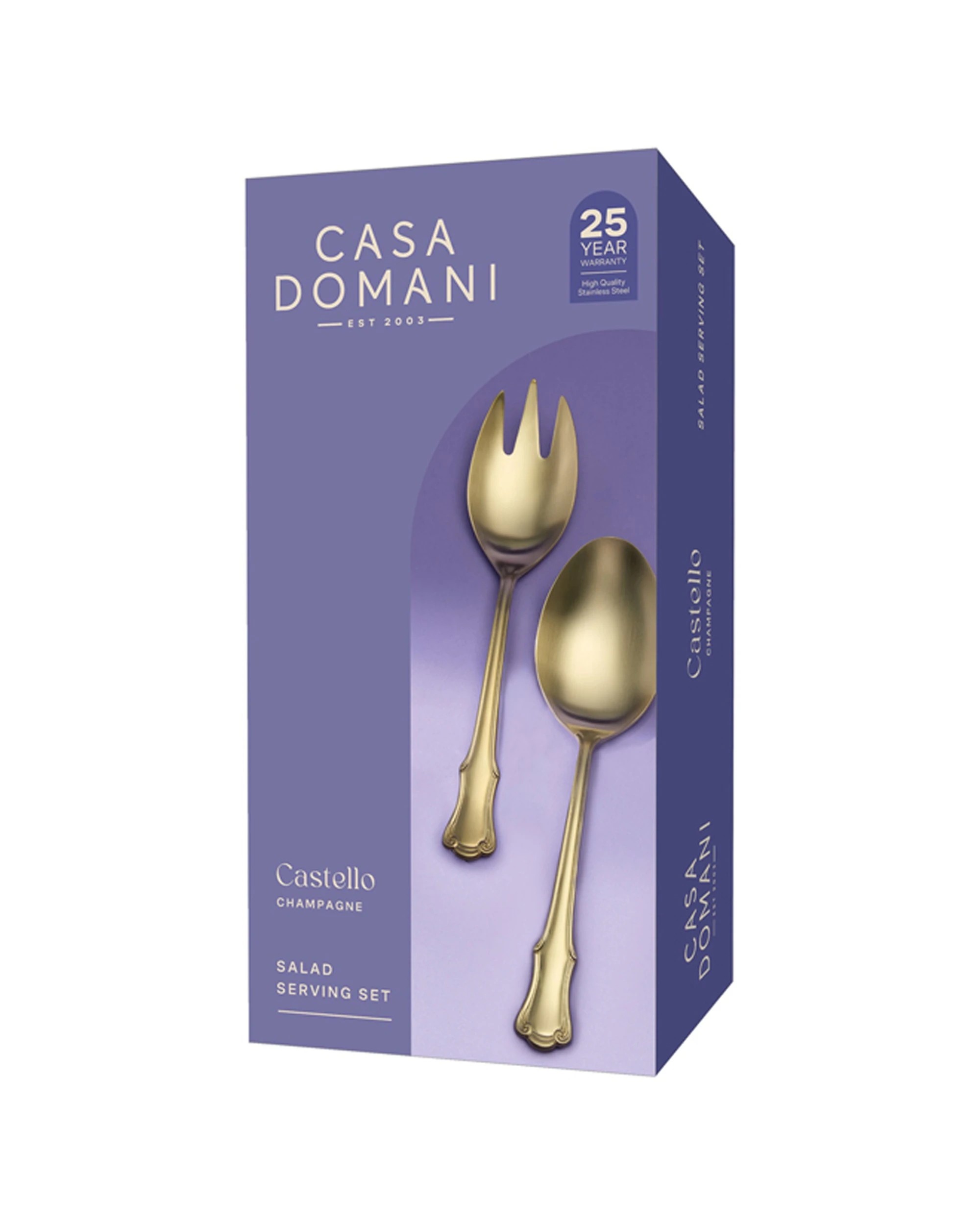 2 Casa Domani Castello 2-Piece Salad Serving Set, Stainless Steel, Champagne Finish - White, 2 of 3