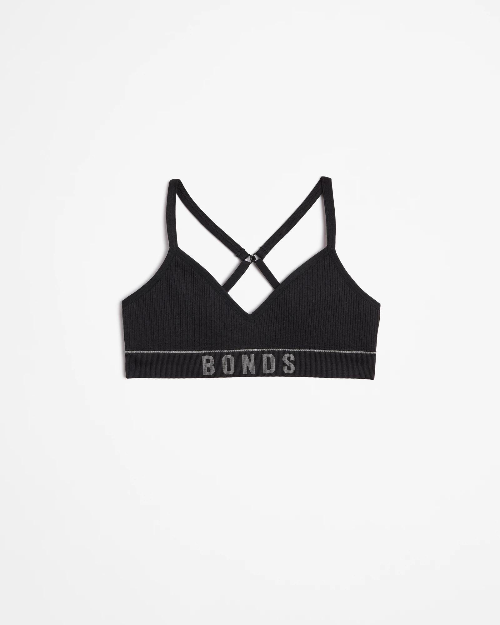 1 Bonds Girls Retro Rib Contour Crop BLACK, 1 of 1