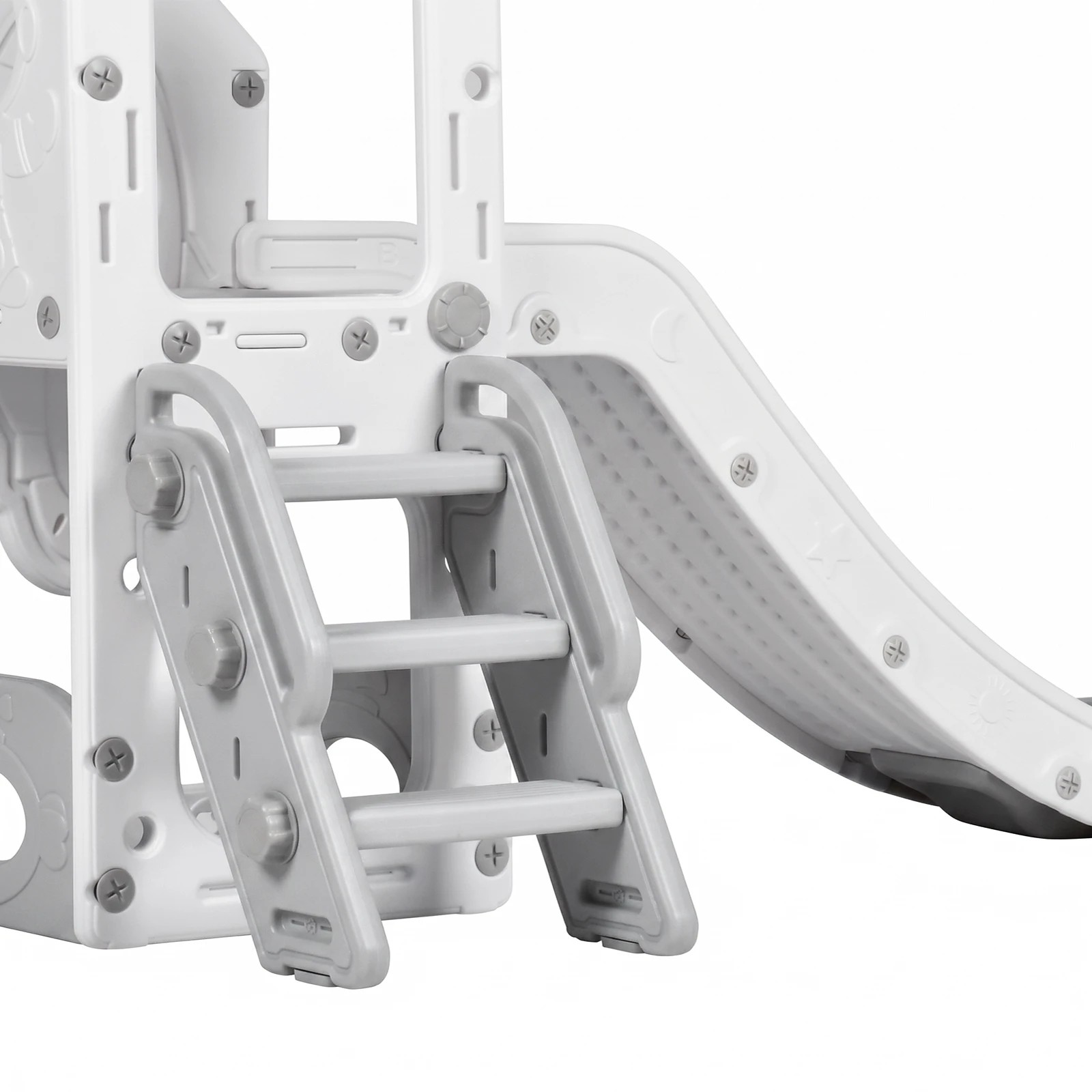 8 Advwin 6 in 1 L-Shaped Toddler Slide Indoor Baby Slide Kids Playset Outdoor Playground - Grey, 8 of 9