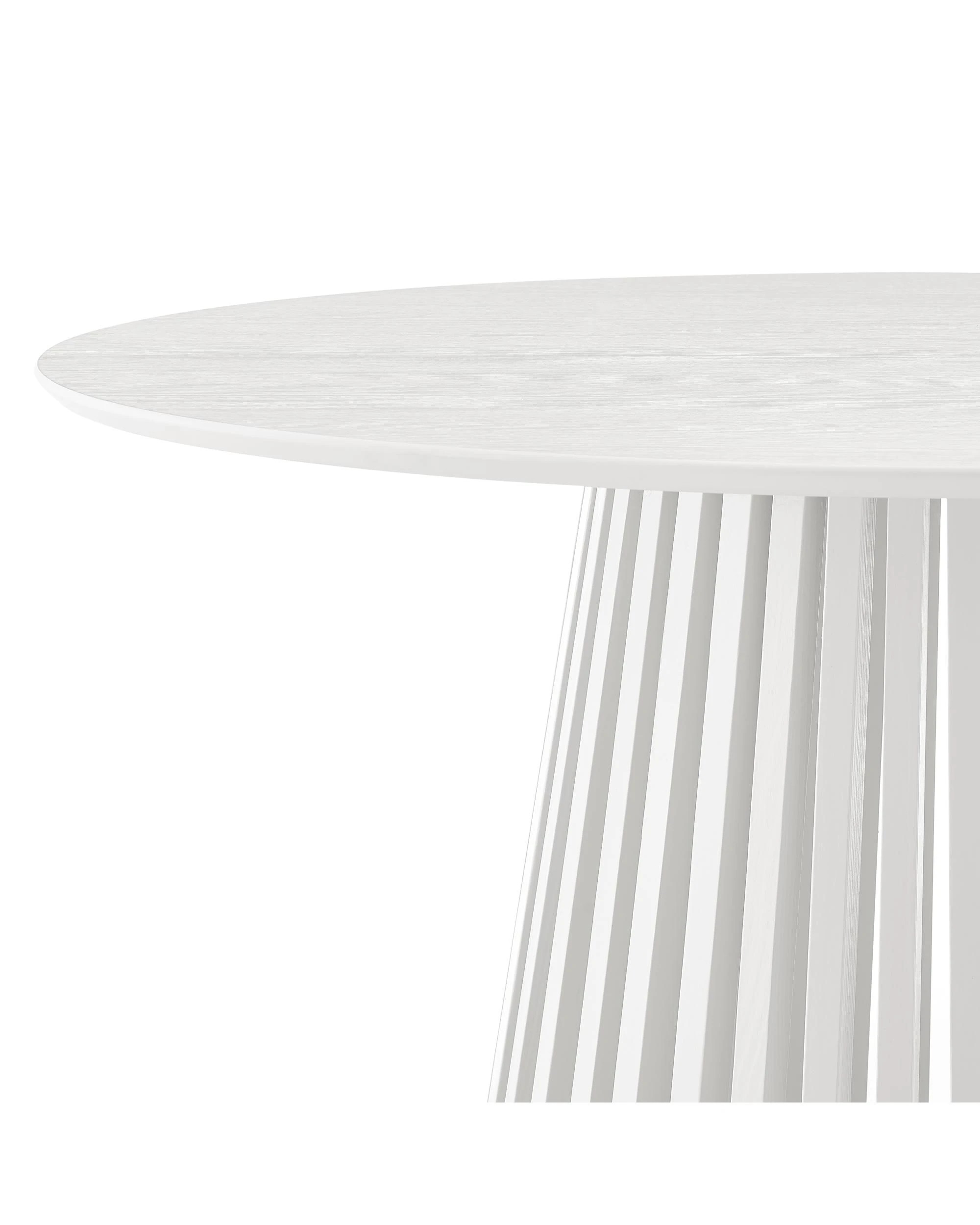 5 Kodu 100cm Round Dining Table with Slat Base - White, 5 of 7