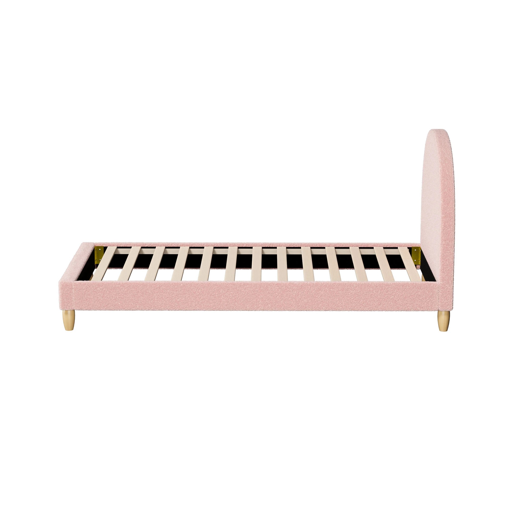 6 Oikiture Bed Frame Single Size Boucle - Pink, 6 of 7