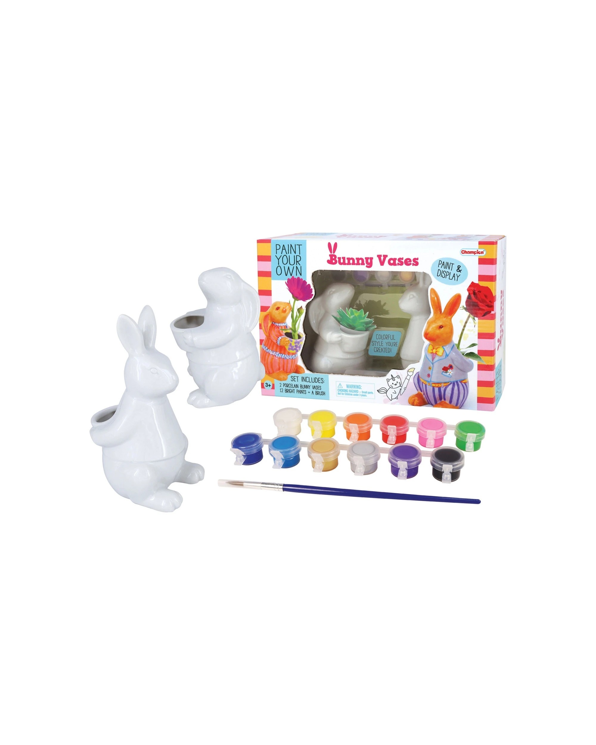 1 Kaper Kidz Pyo Bunny Vases Craft Kit Ceramic Painting Set Includes Paintbrush 5 Plus Age Range - Multi, 1 of 7