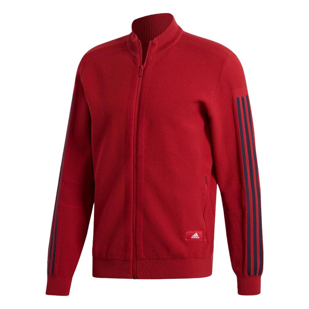 5 Adidas Mens Red/Blue Id Knit Track Comfy Casual Top Jumper RED/BLUE, 5 of 9
