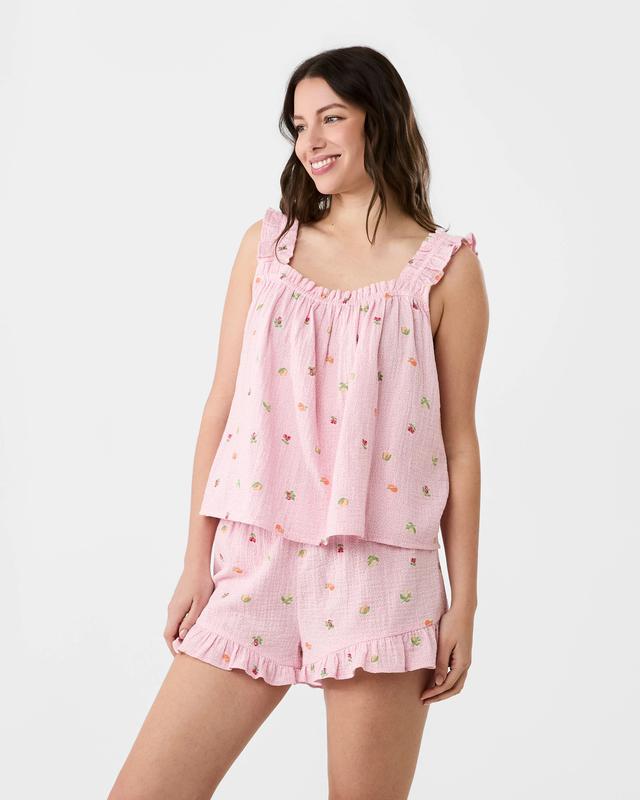 Sleeveless Cotton Double Cloth Pyjama