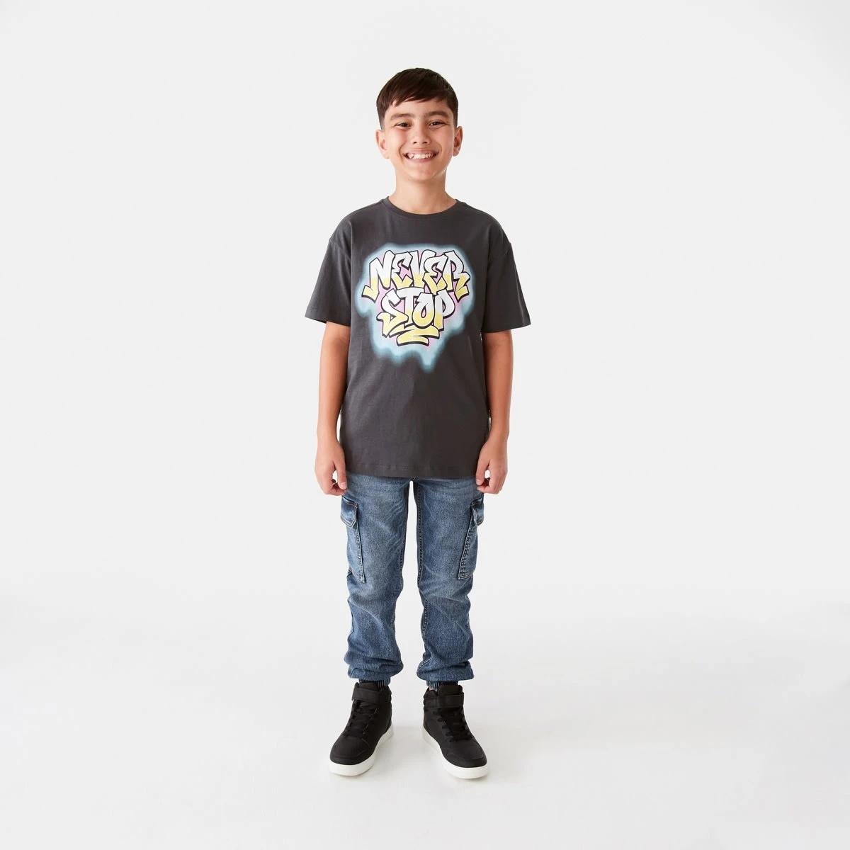 5 Short Sleeve Graphic Print T-shirt Grfiti Ash, 5 of 8