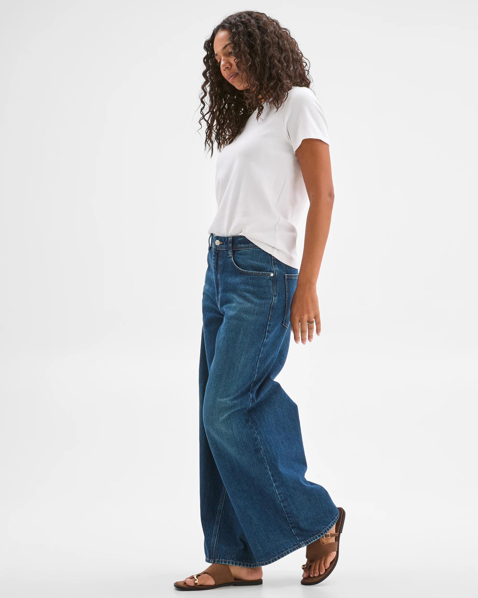 4 Target Woman Wide Leg Slouch Denim Jeans TEAL BLUE WASH, 4 of 7