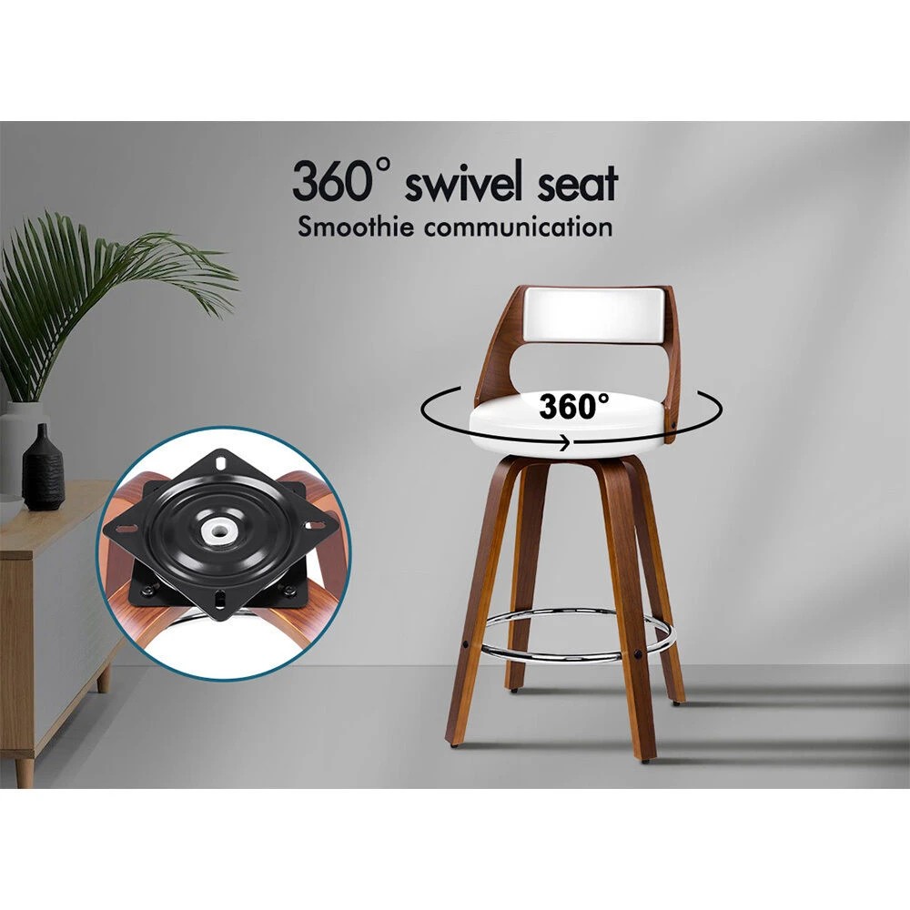 10 Alfordson 4x Swivel Bar Stools Eden Kitchen Wooden Dining Chair - White, 10 of 10