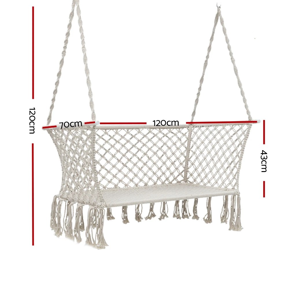 2 Gardeon Hammock Chair Outdoor Portable Camping Hammocks 2 Person - Beige, 2 of 6