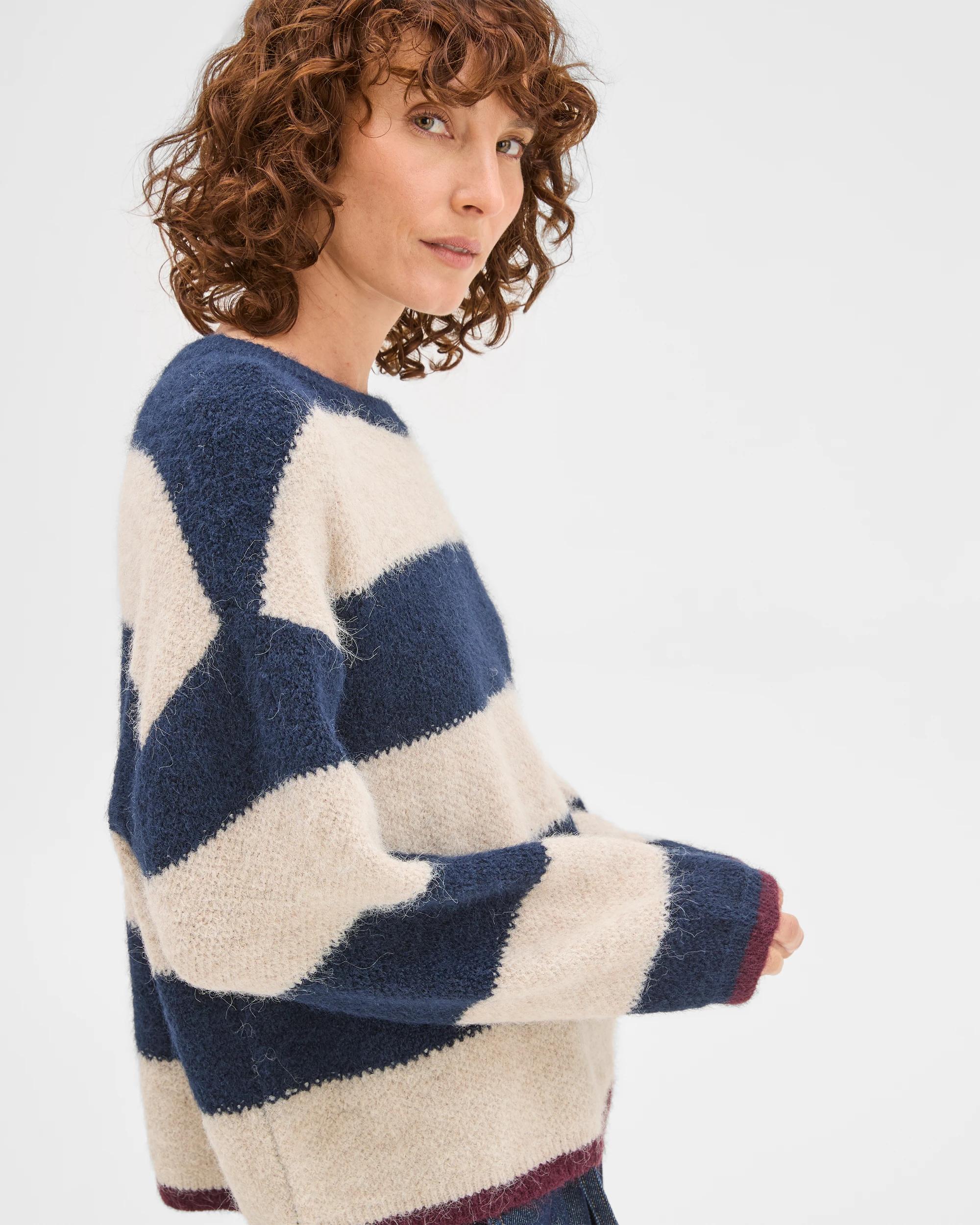 4 Target Woman Lofty Crew Neck Sweater INK NAVY/OATMEAL/PINOT STRIPE, 4 of 6