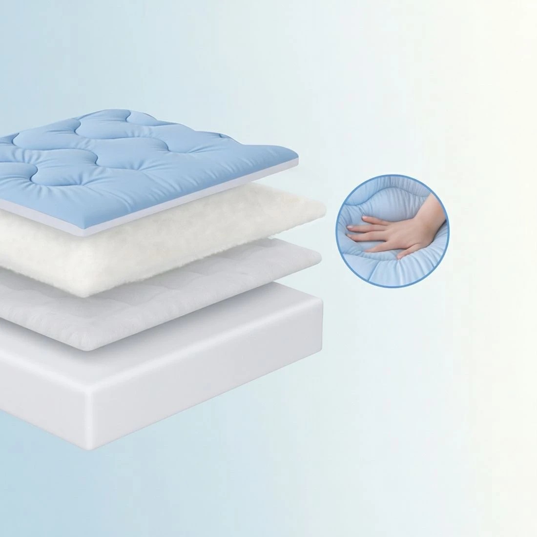 5 Giselle 5cm Mattress Topper Pillowtop toppers Double - Blue, 5 of 9