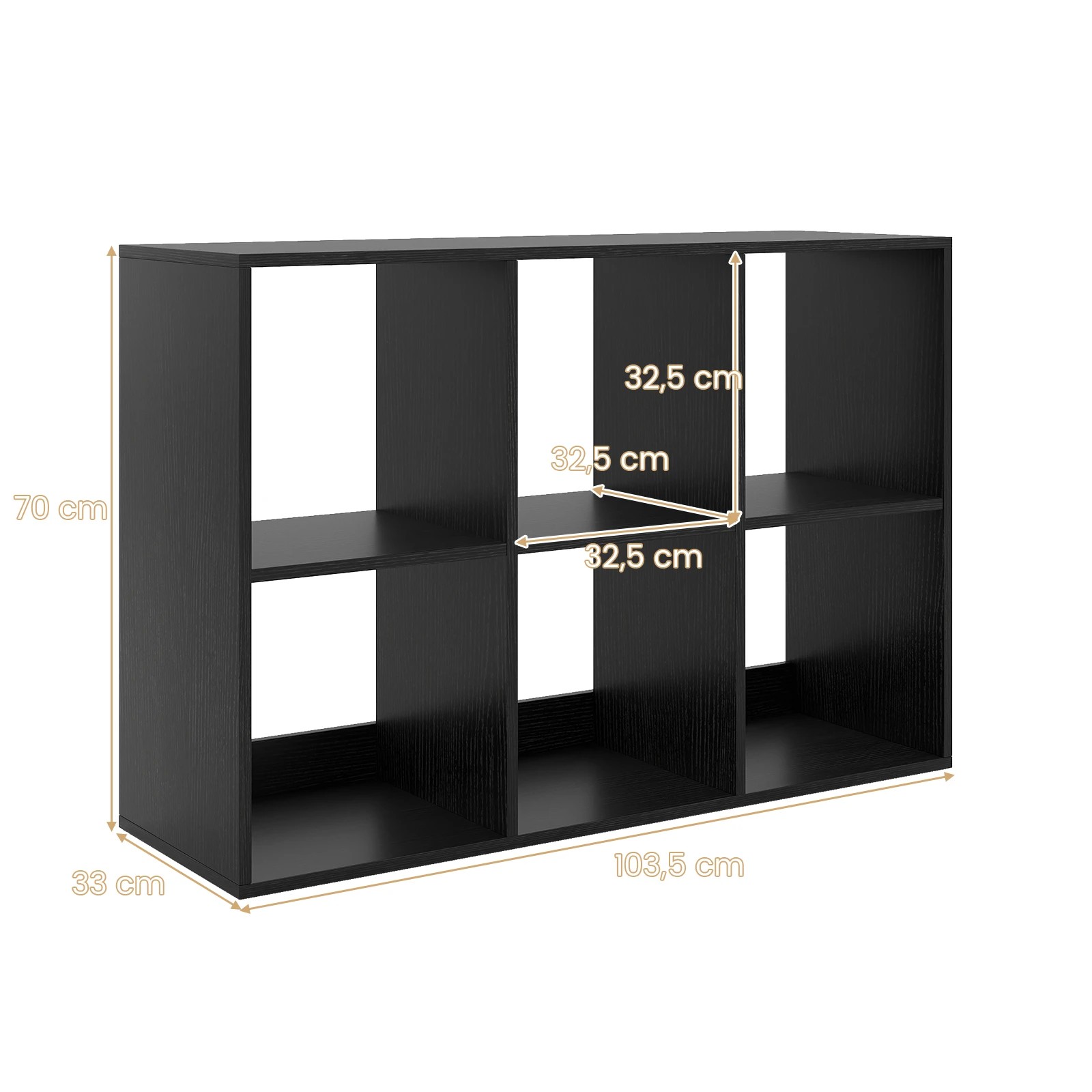 3 Costway 6-Tier Storage Bookshelf Open Display Shelf Book Cabinet Cubes Home Office Organiser - Black, 3 of 4