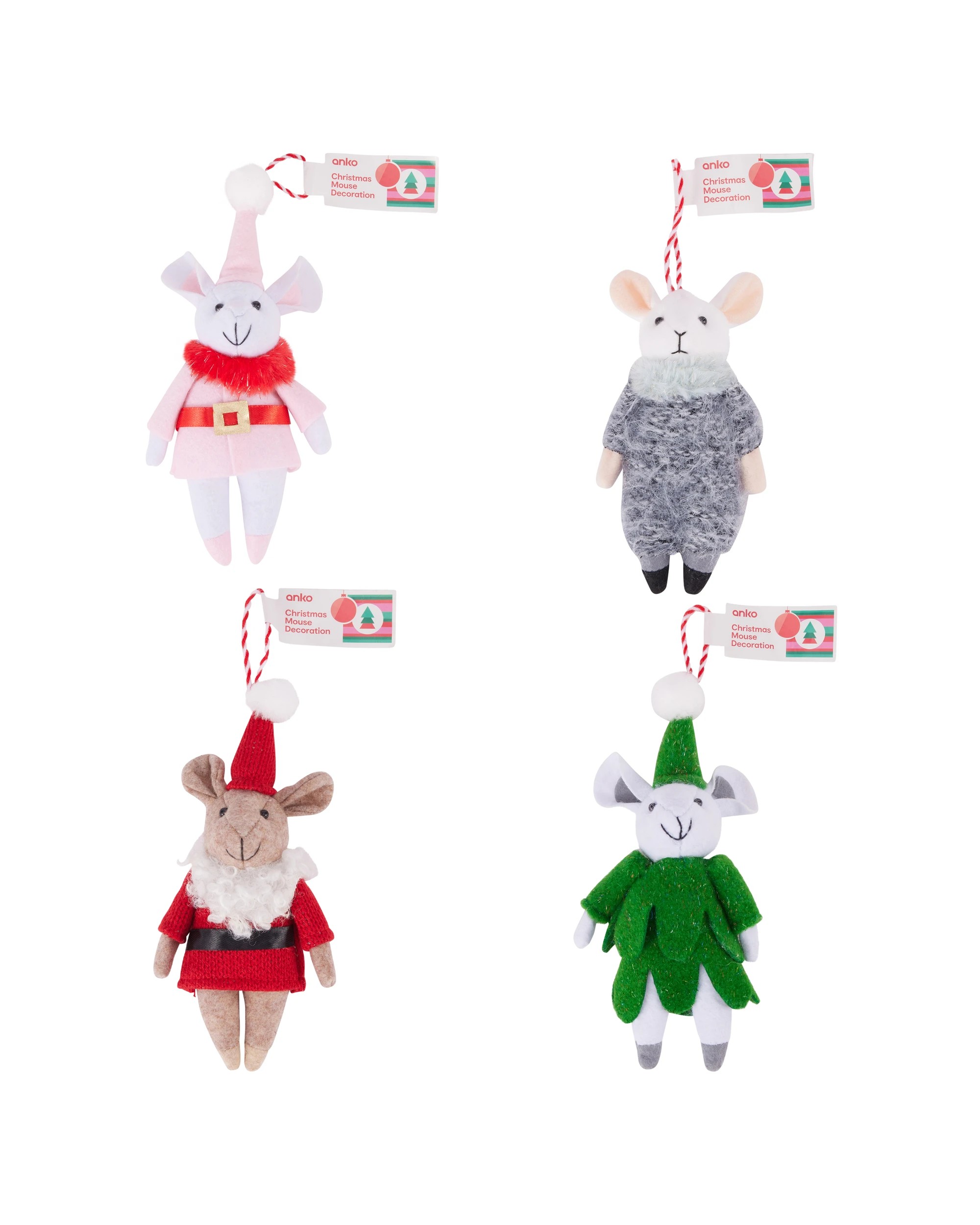 4 Christmas Mouse Decoration - Assorted, 4 of 5