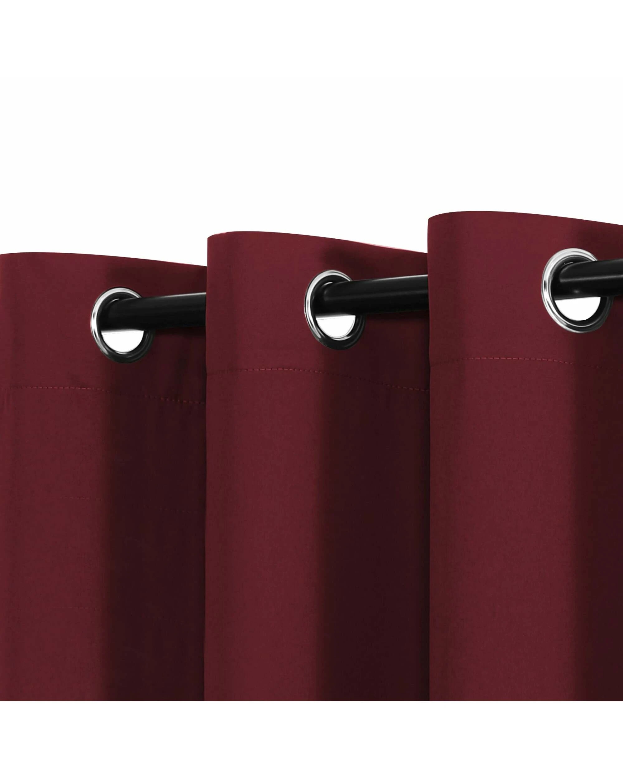 2 Smarcute Blockout Grommet Curtain with Black Liner Backing - 2X 132x213cm - Burgundy, 2 of 4