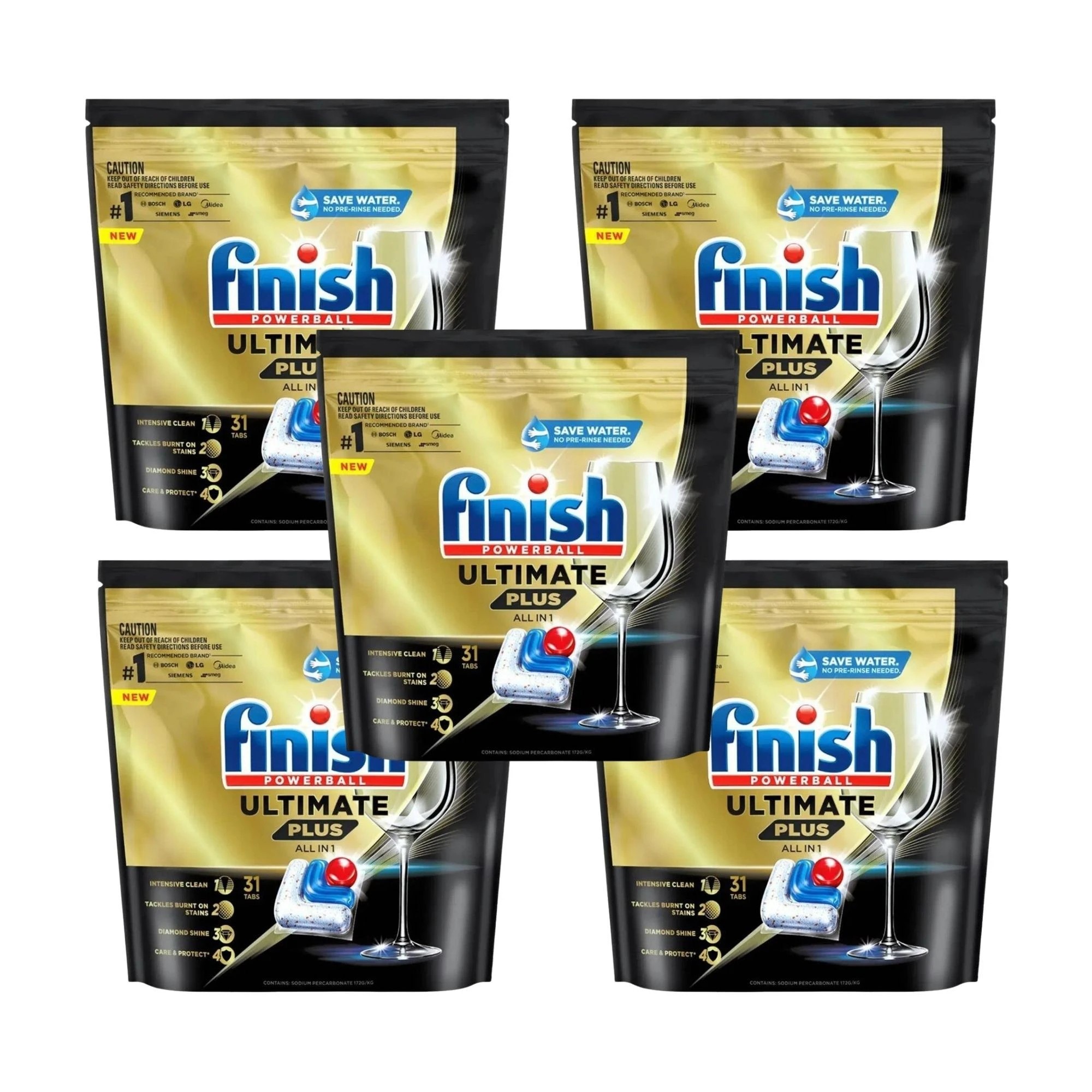 1 Finish Powerball Ultimate Plus Reg Dish Caps All In 1 Pk31 x5, 1 of 2