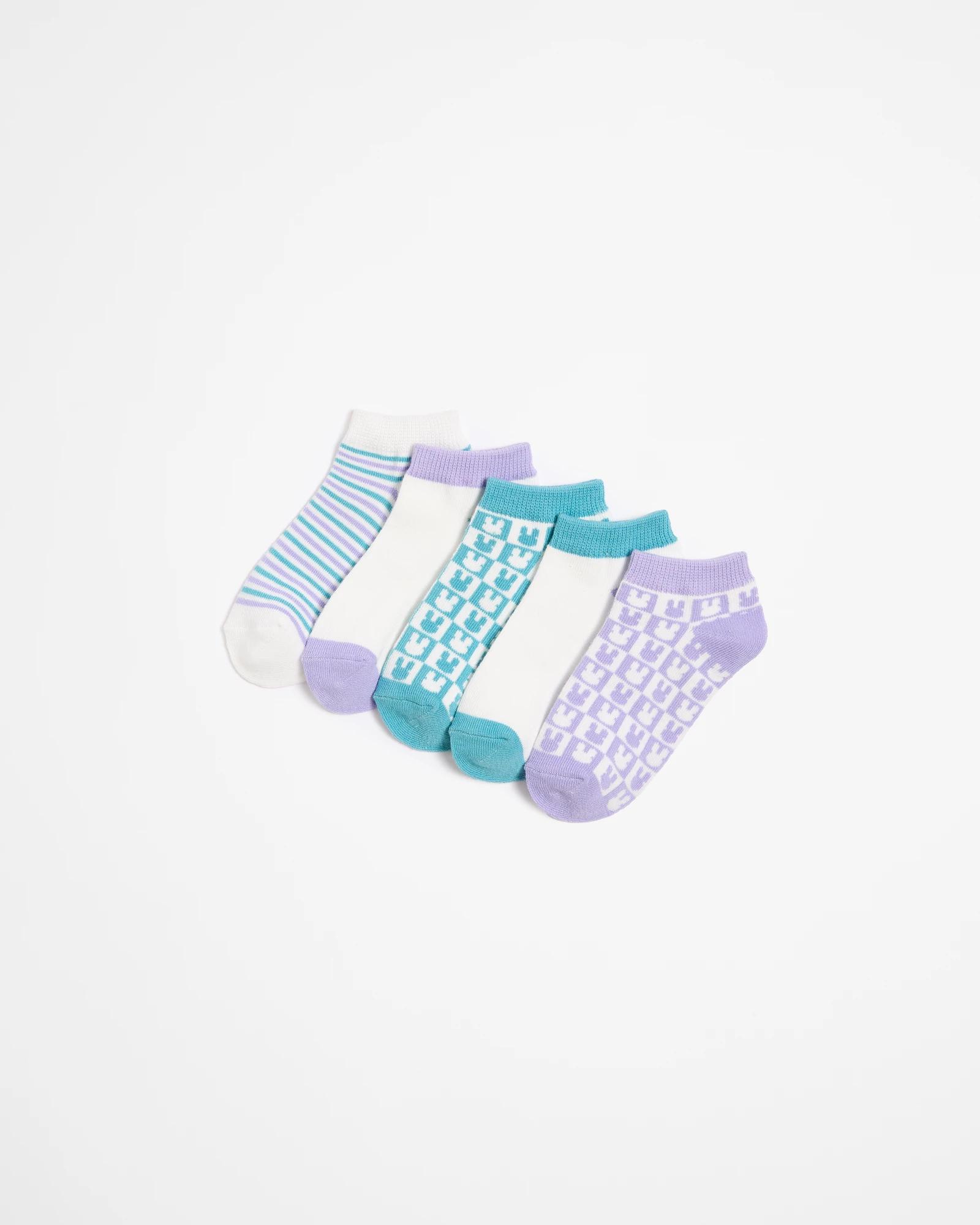 1 Kids Low Cut Bunny Check 5 Pack Socks - Maxx BUNNY CHECK GREEN/PURPLE, 1 of 3