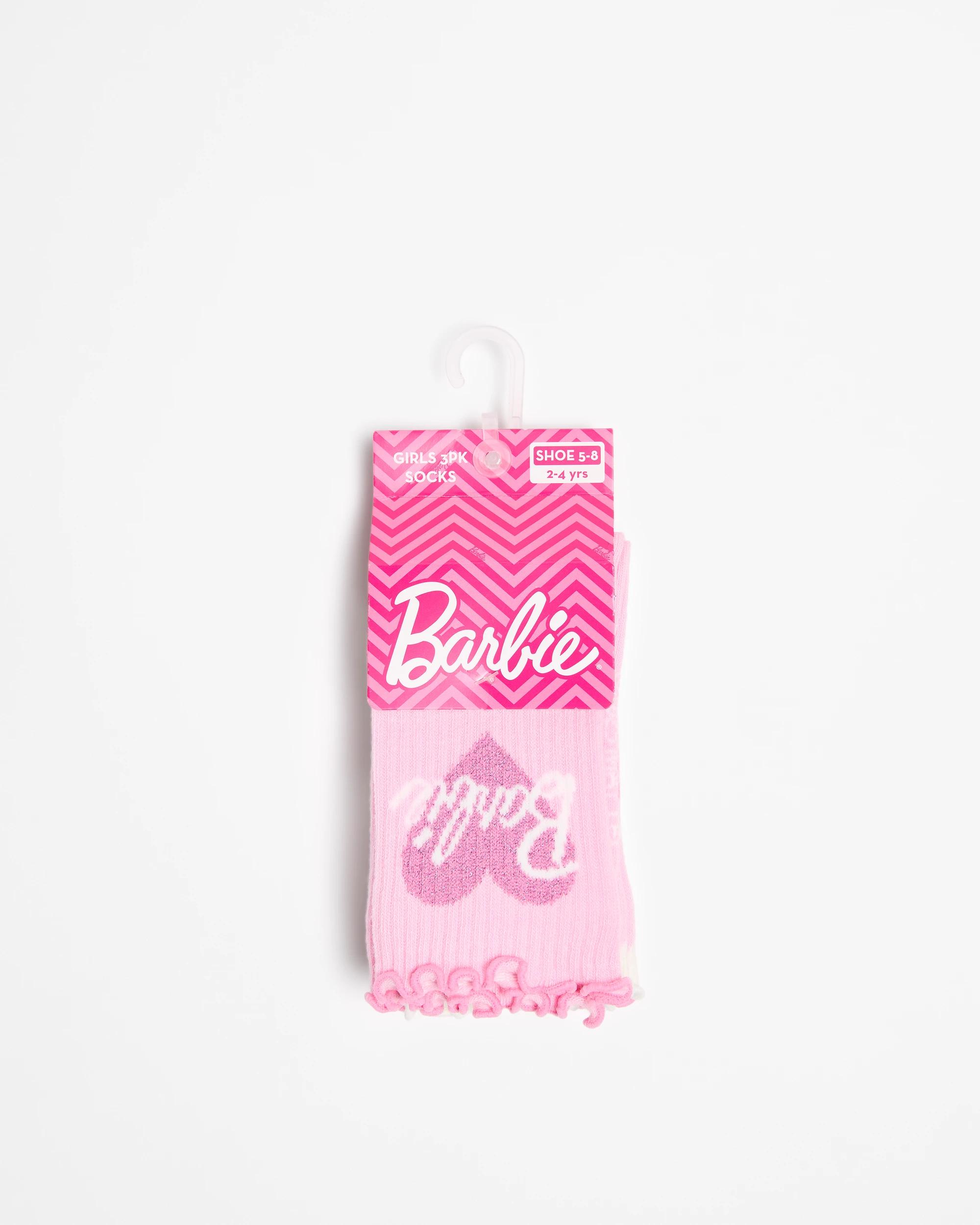 3 Barbie Girls Crew Socks 3 Pack PINK, 3 of 3