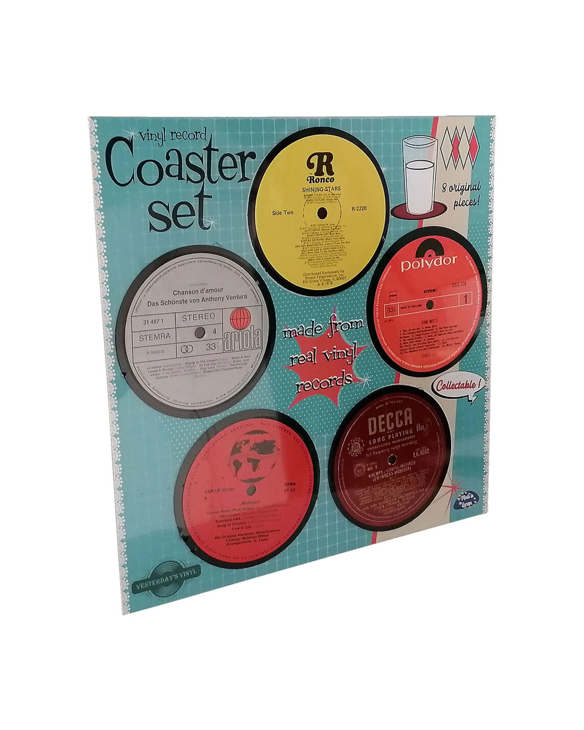 3 Yesterday's Vinyl 8pc Music Lover Memorabilia Coaster Set Recycled Vinyl - Multi, 3 of 3
