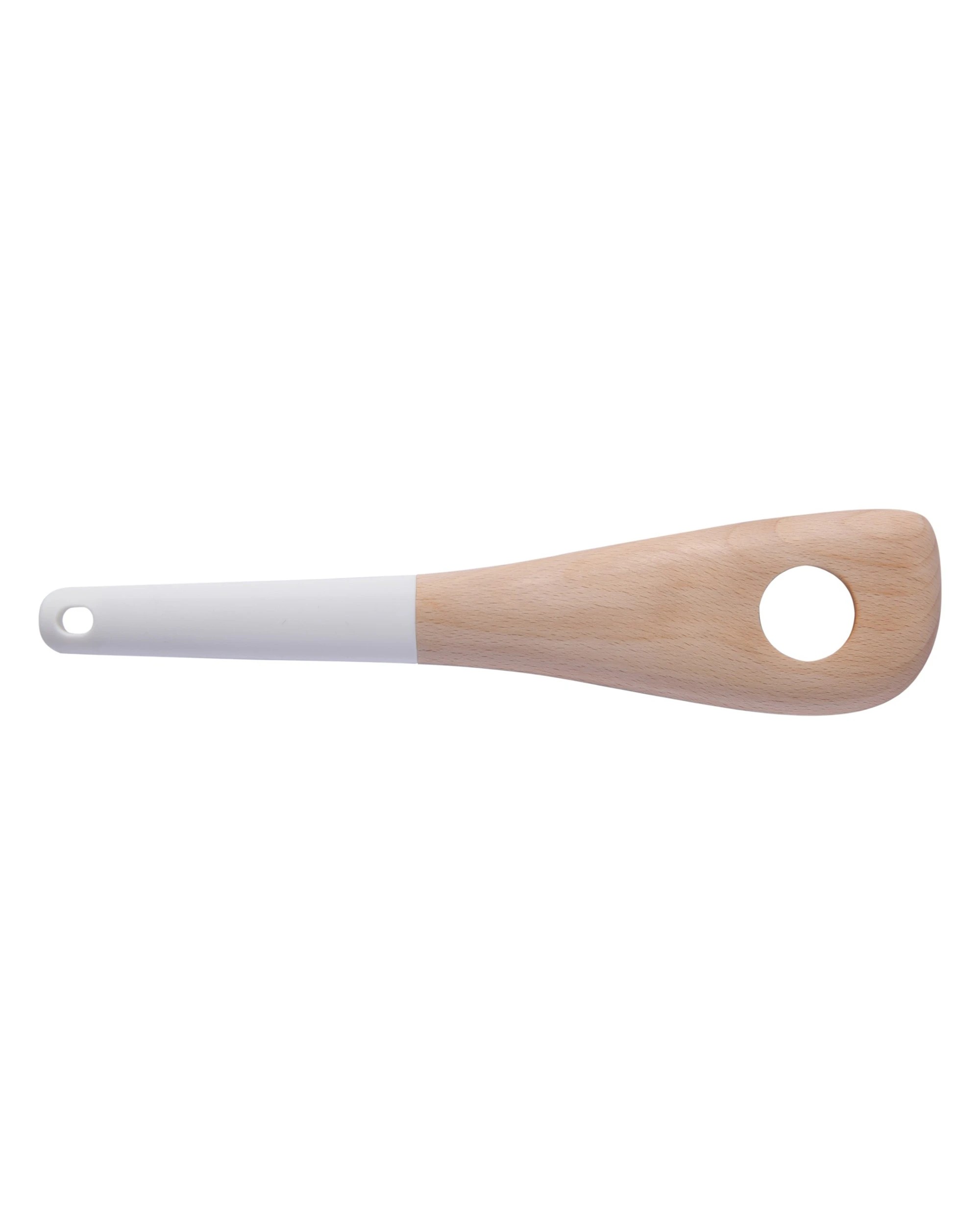 3 Gourmet Kitchen Modern Beech Wood Corner Spoon with Silicone Grip - White, 3 of 9