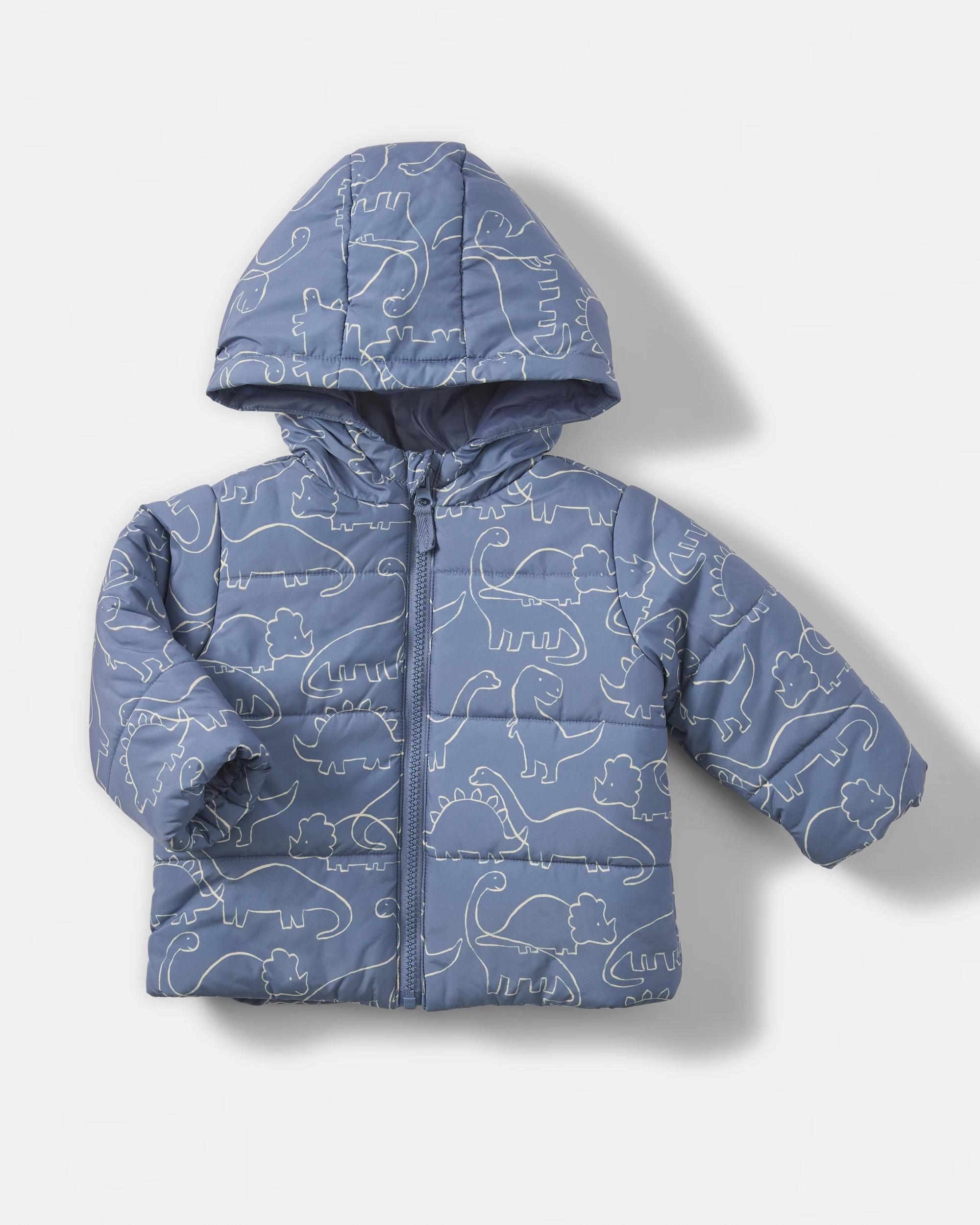 1 Hooded Puffer Jacket Blu Dino, 1 of 3