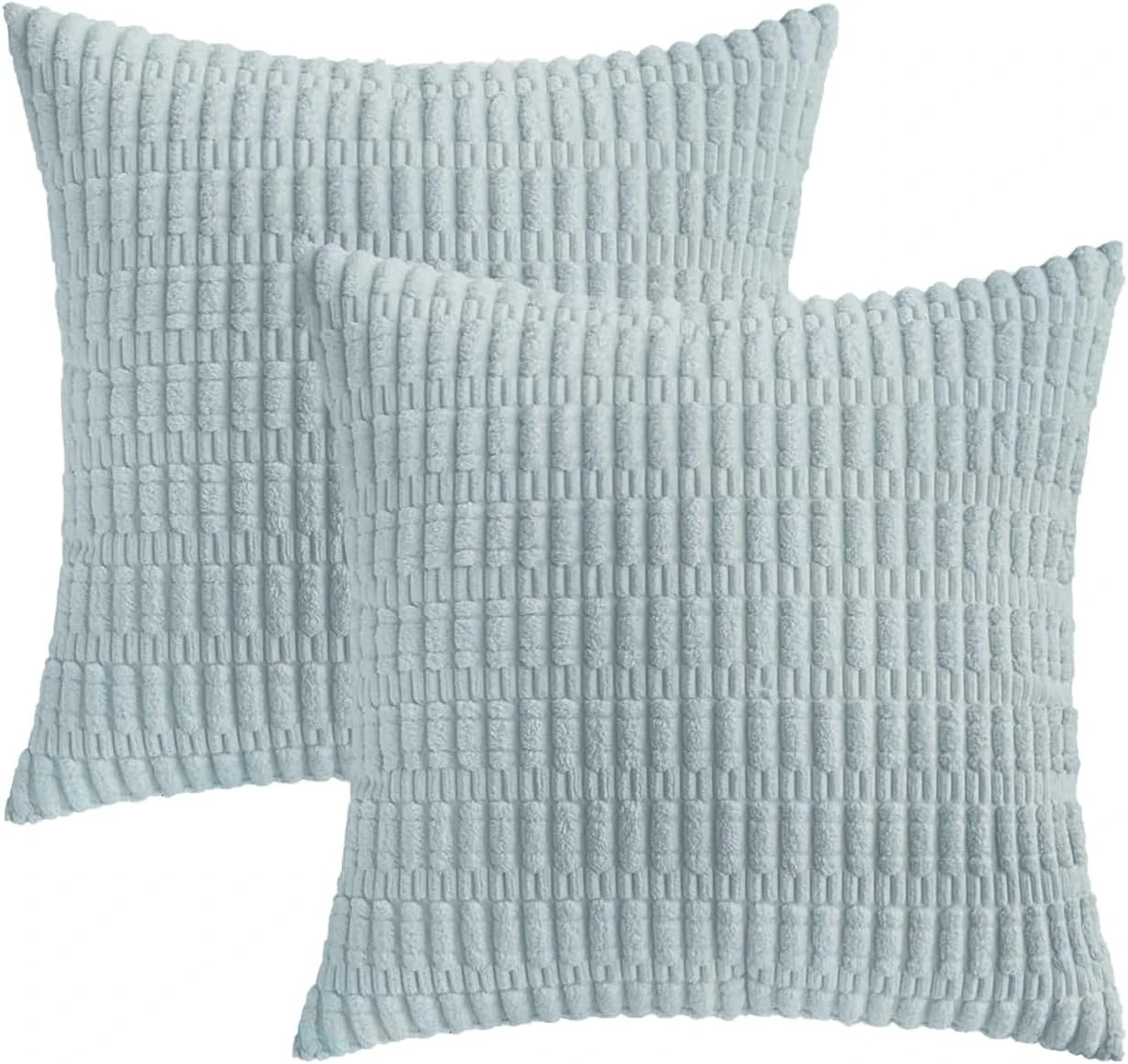 2 Gioia Casa 2-Pack Boho Striped Corduroy Cushion Covers 45x45cm - Sky, 2 of 2