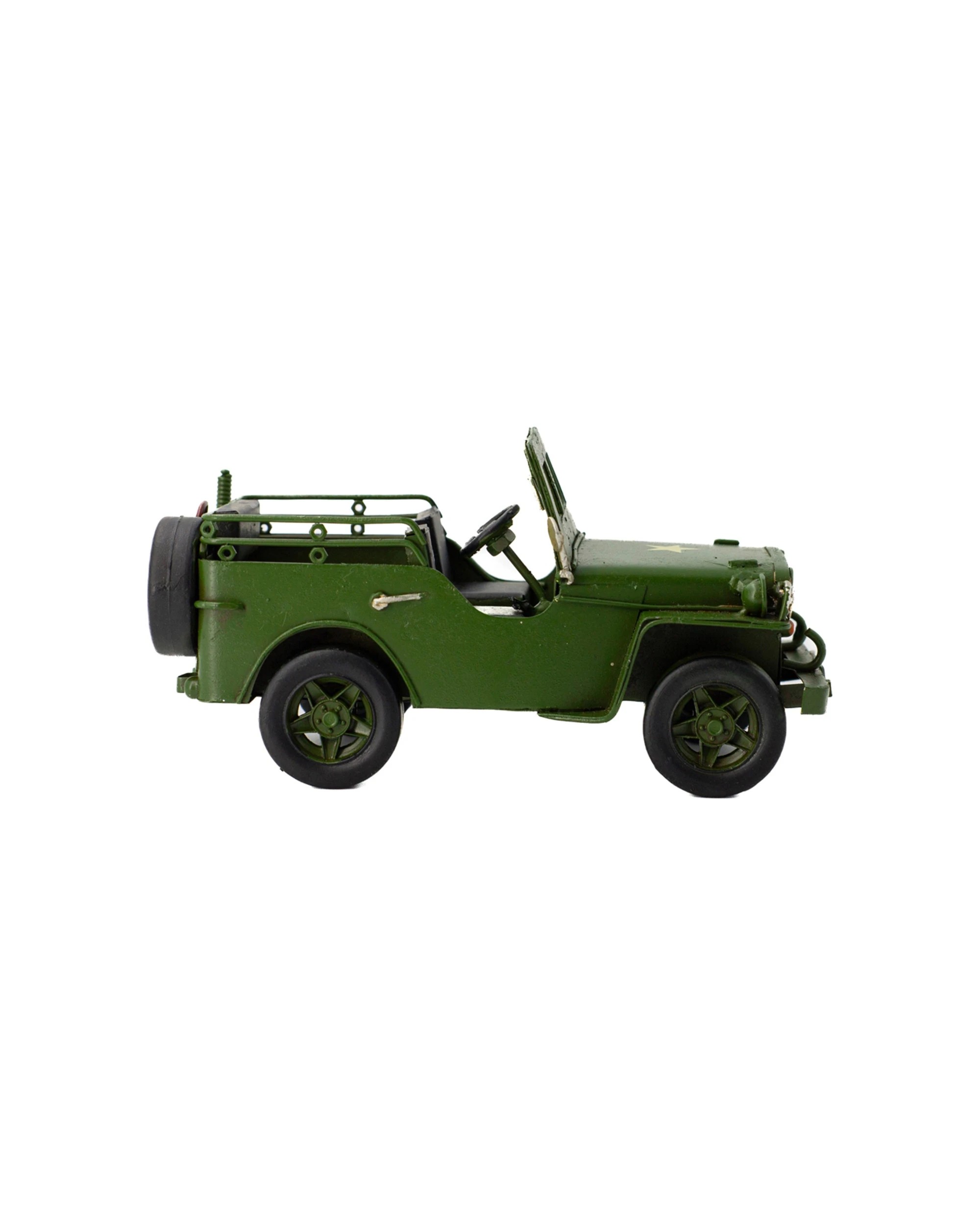 4 BOYLE Army Jeep Metal Display Ornament Home Decor 17cm Handmade - Green, 4 of 6