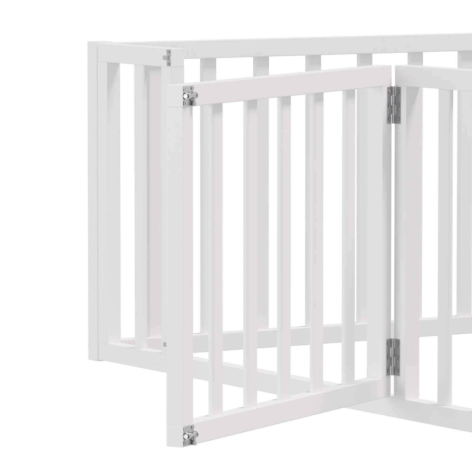4 Oikiture 2-in-1 Kids Bed Play Centre Wooden Fence Gate Single - White, 4 of 8