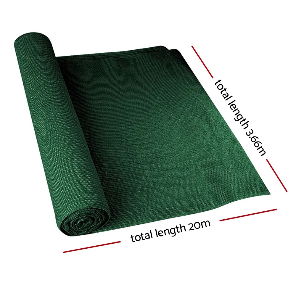 2 Instahut 70% Shade Cloth 3.66x20m Shadecloth Sail Heavy Duty - Green, 2 of 7
