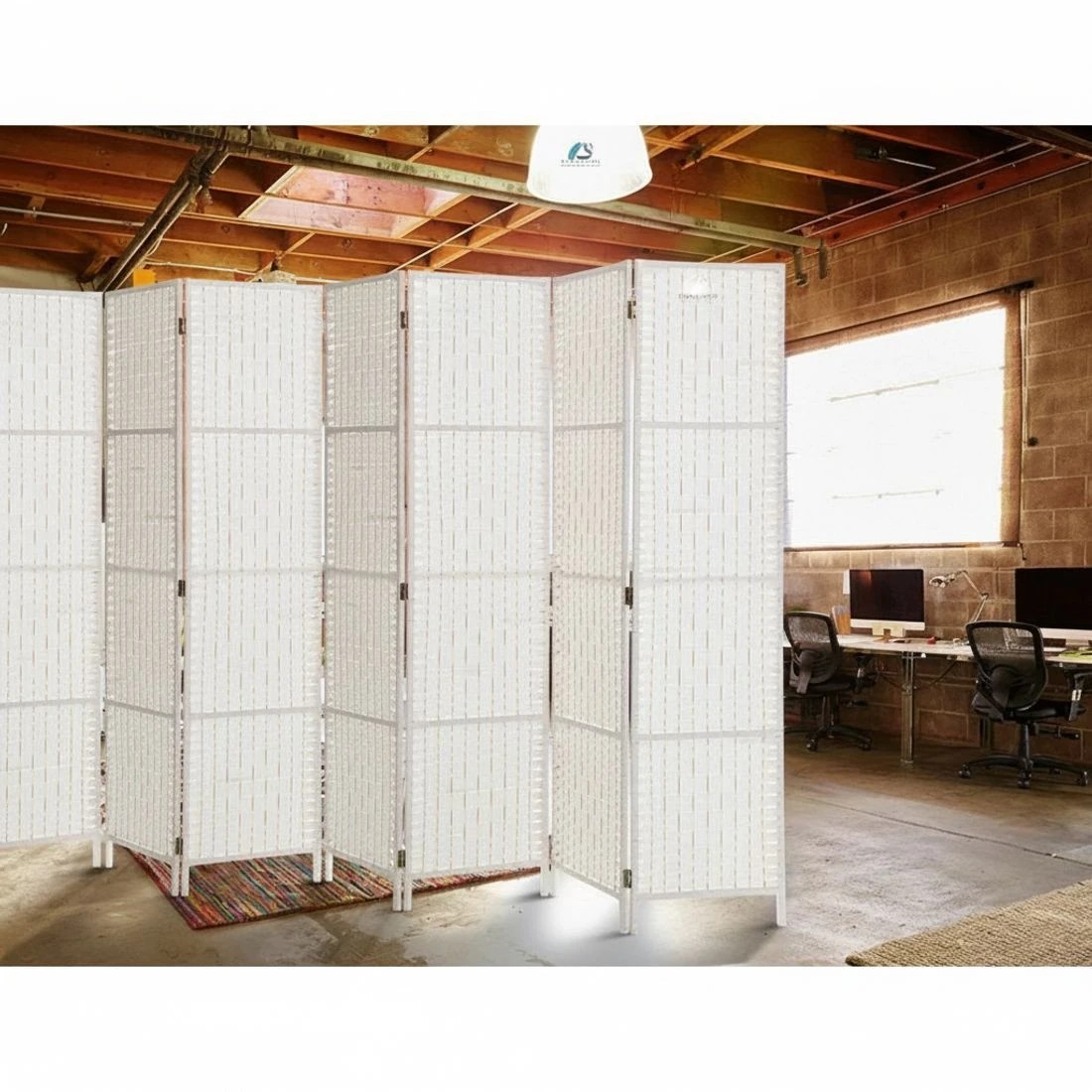 6 Artiss 8 Panel Room Divider Screen 326x170cm Woven - White, 6 of 8