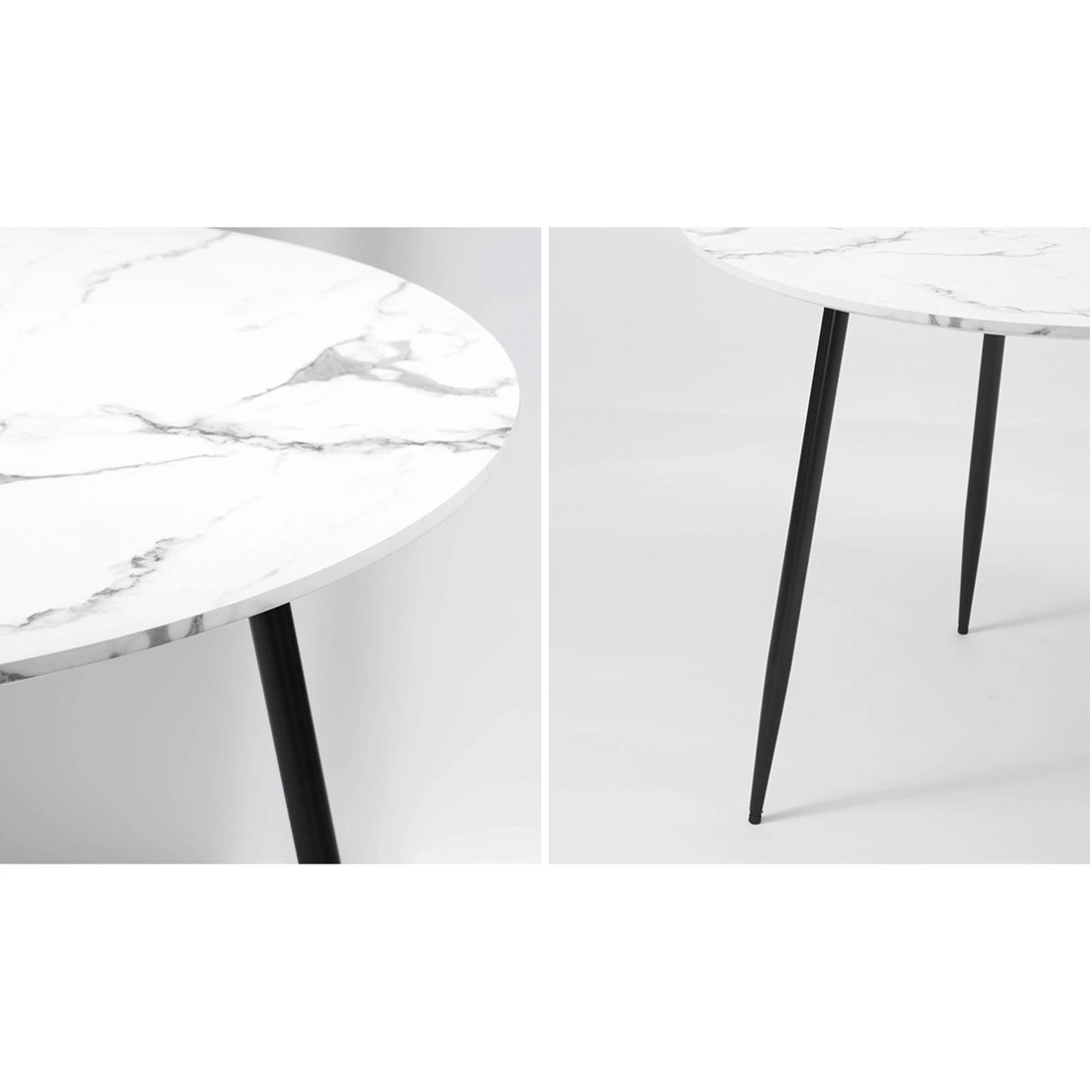 4 Oikiture 110cm Dining Table Round Wooden Table With Marble Effect Metal Legs
 - Multi, 4 of 8