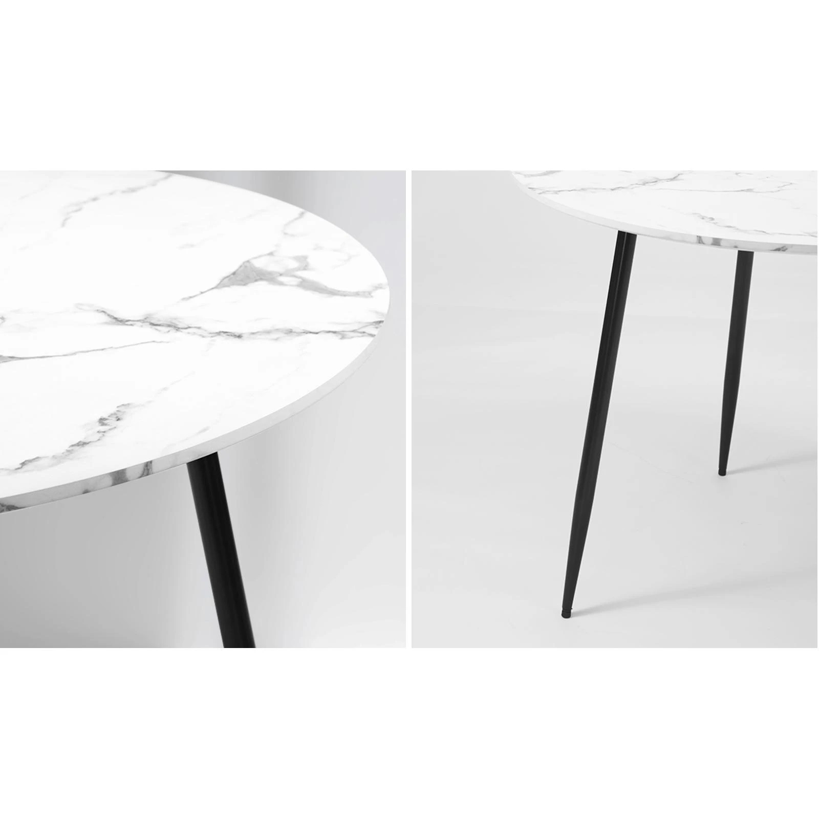 4 Oikiture 110cm Dining Table Round Wooden Table With Marble Effect Metal Legs
 - Multi, 4 of 8