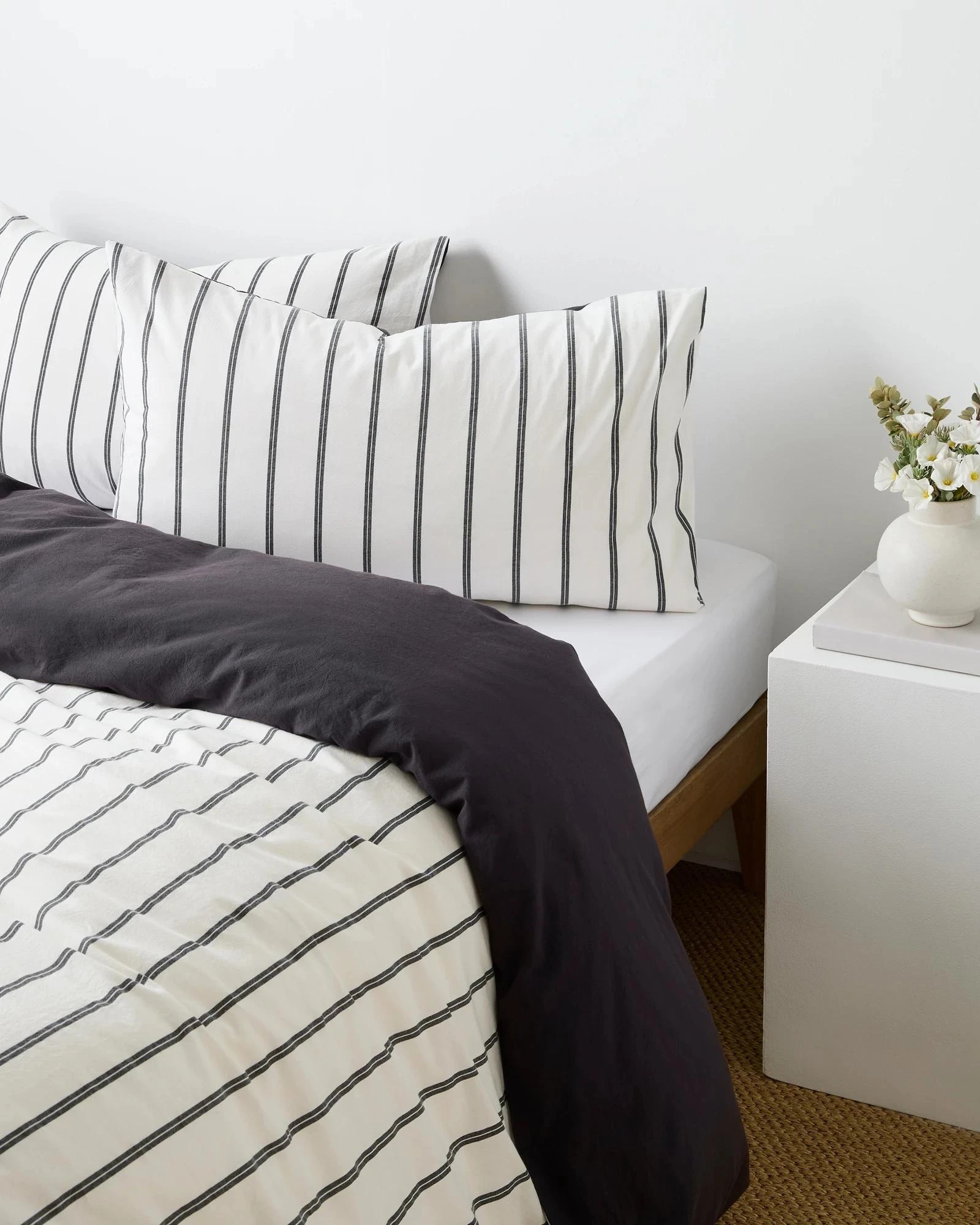 2 Arlo Stonewash Stripe 2 Pack Pillowcases - Queen Bed - Black, 2 of 4