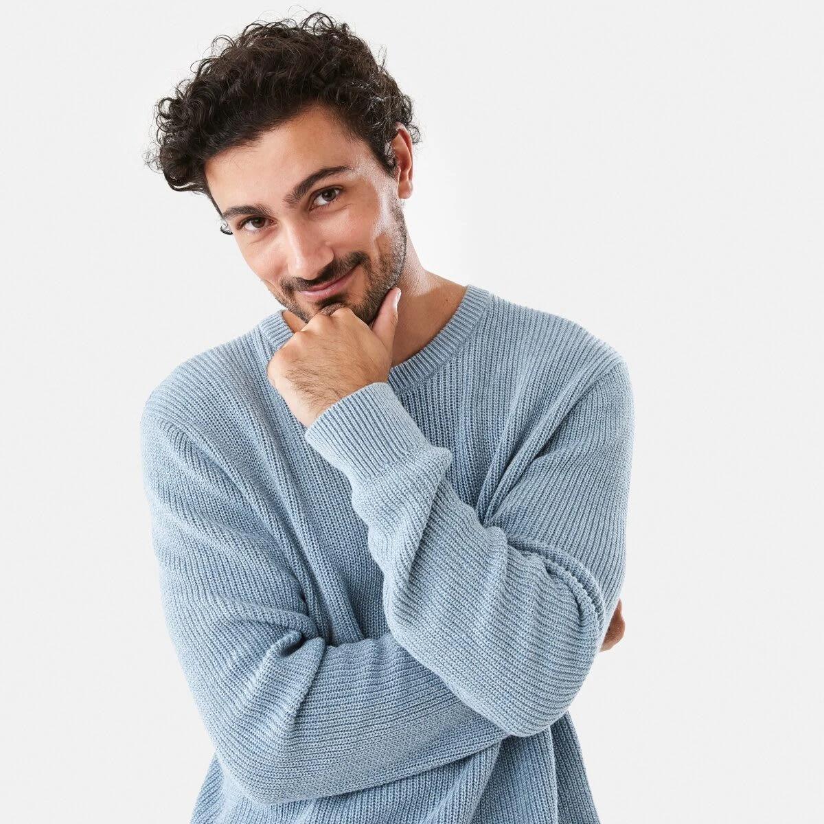 5 Textured Crew Knit Jumper Blu Ash, 5 of 7