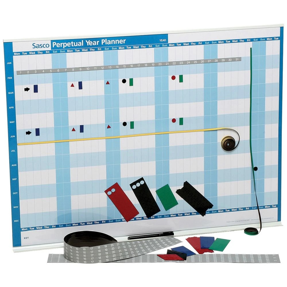1 Sasco Perpetual Year Wall Planner and Kit 855x630mm, 1 of 1