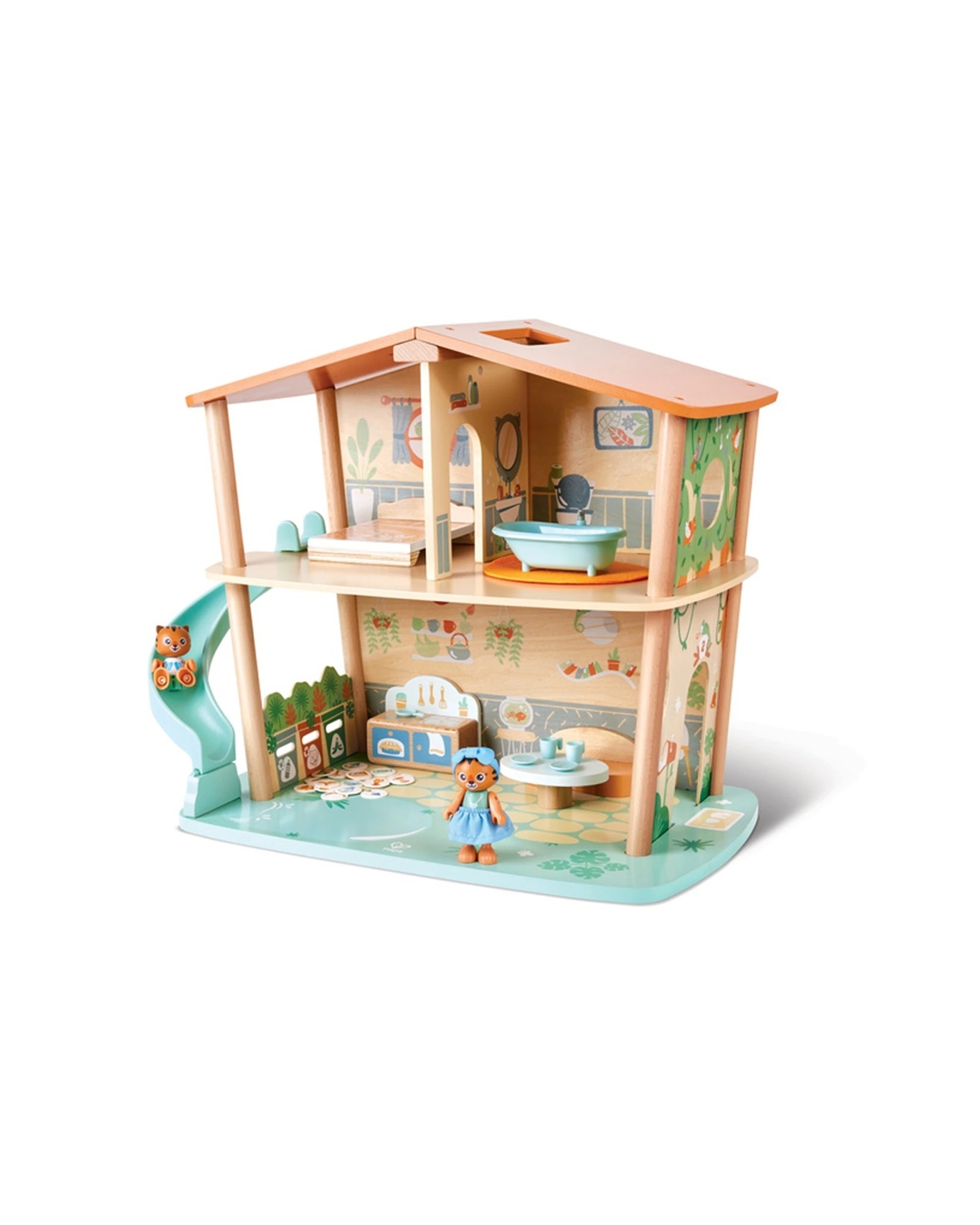 1 Hape Tigers’ Jungle House Wooden Dollhouse With Accessories Pond Slide - Multi, 1 of 4