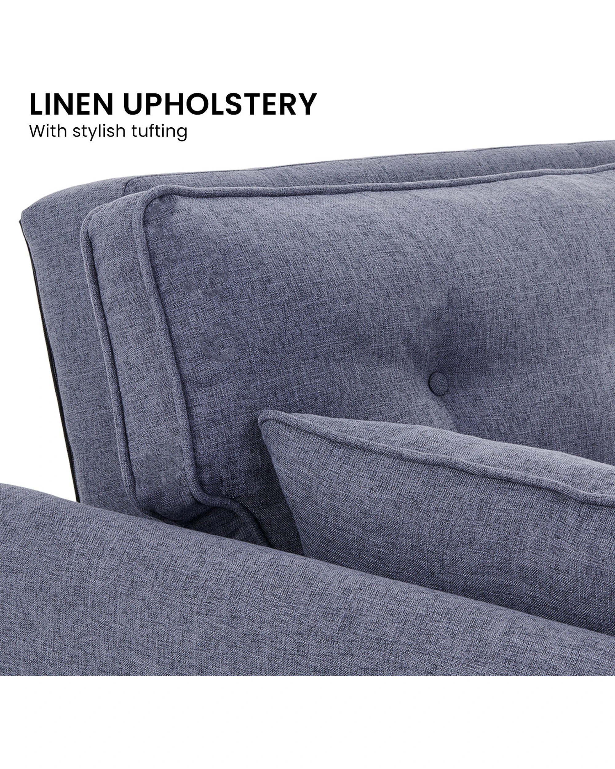 9 Sarantino 3 Seater Modular Linen Fabric Wood Sofa Bed Couch- Dark Grey, 9 of 10
