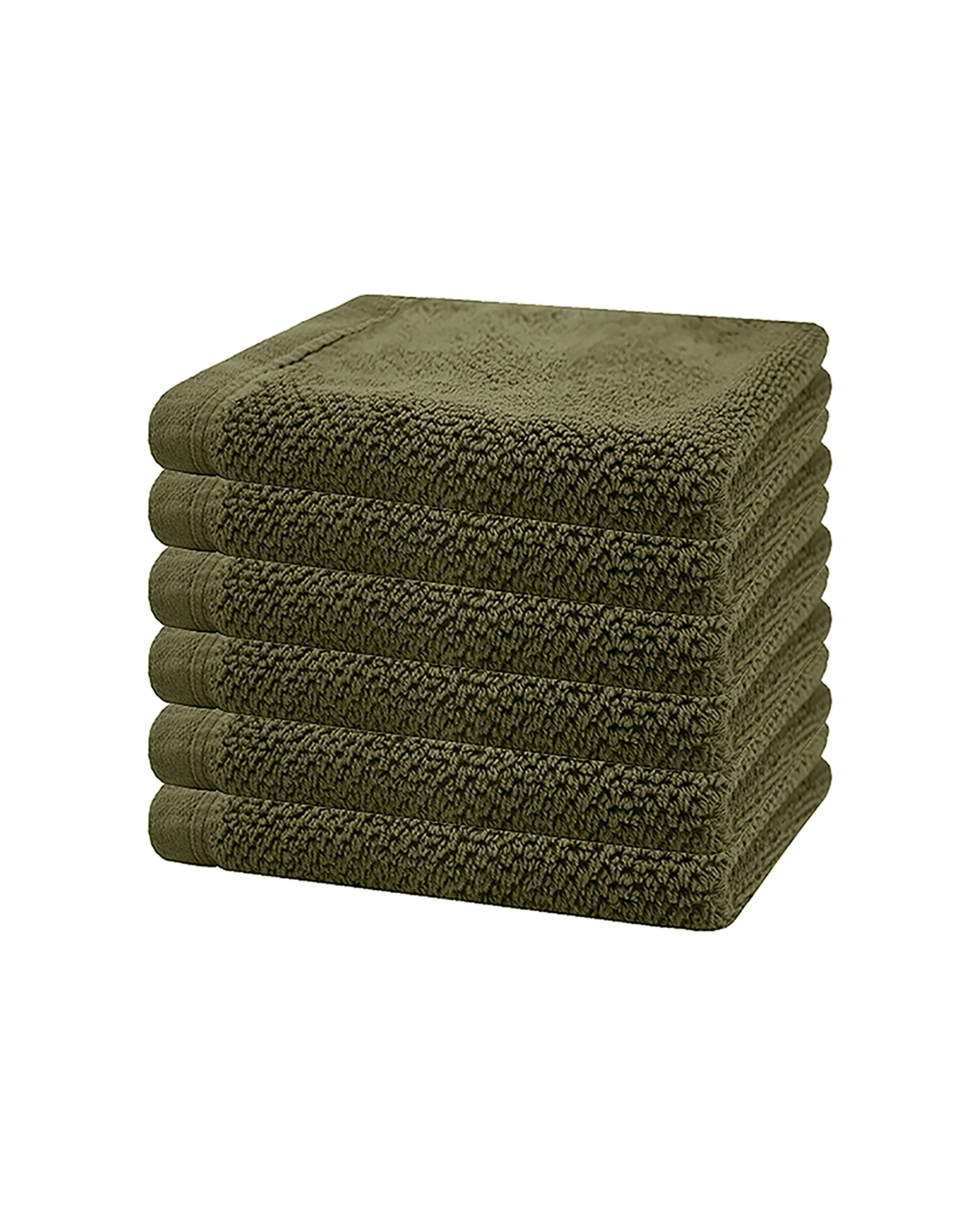 1 BAMBURY Angove 6pack Face Washer Turkish Cotton Soft Absorbent - Green, 1 of 1