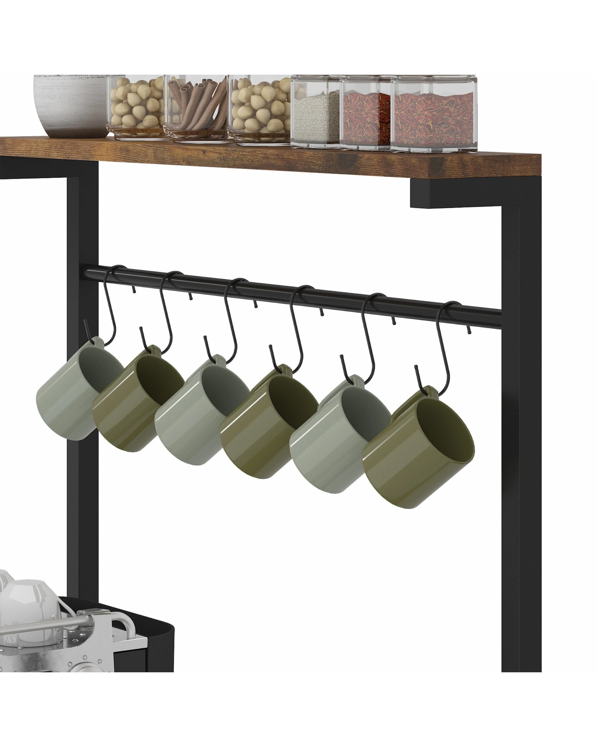 5 Advwin Coffee Bar Station 5 Tier Coffee Stand with Drawer Kitchen Bakers Rack with Power Outlet, 5 of 8