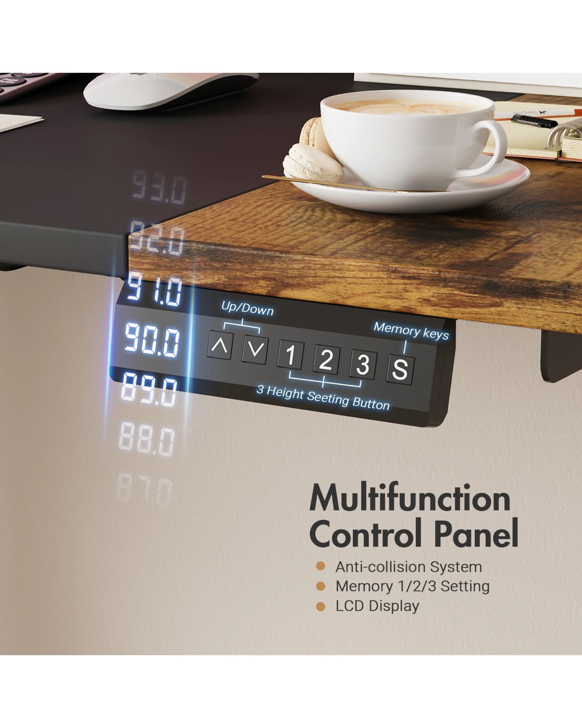 1 Advwin Electric Standing Desk Dual Motor Height Adjustable - Brown, 1 of 2